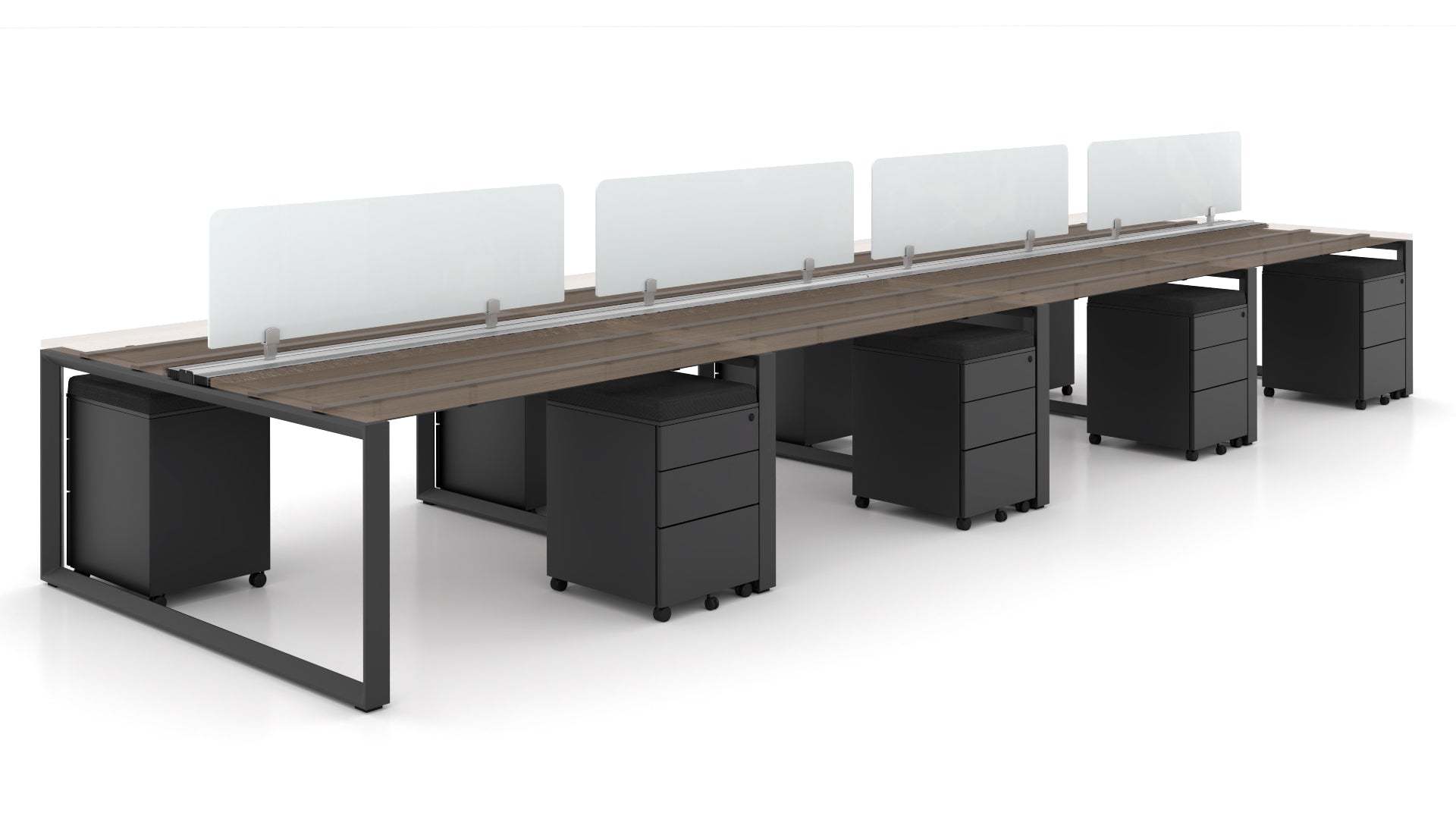 8 Person Bench Workstation Black Frame 24”x48”