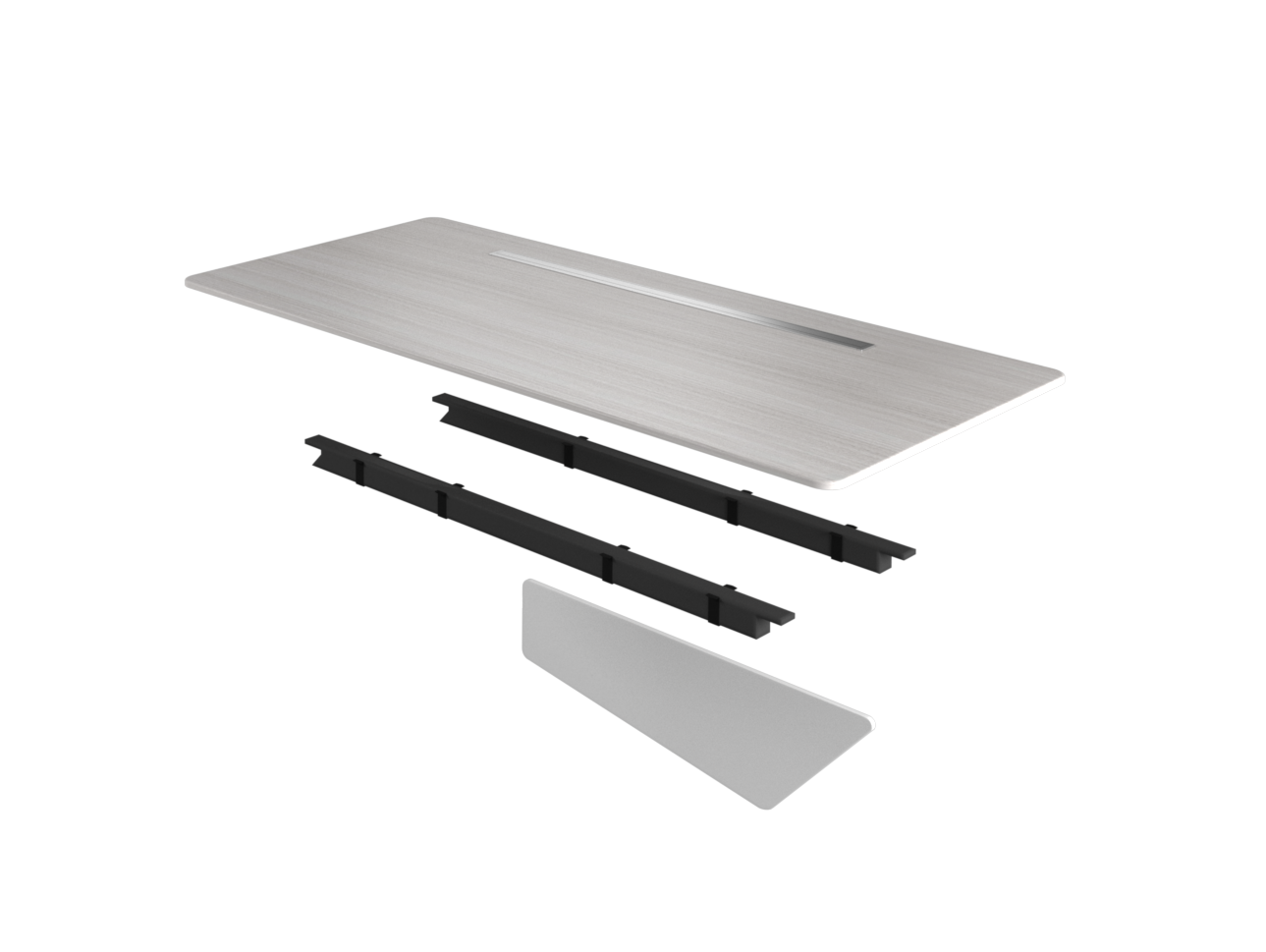 Onesuite Freestanding Desk Top, Frame & Hardware + Reversible Blanco Laminate Modesty Panel