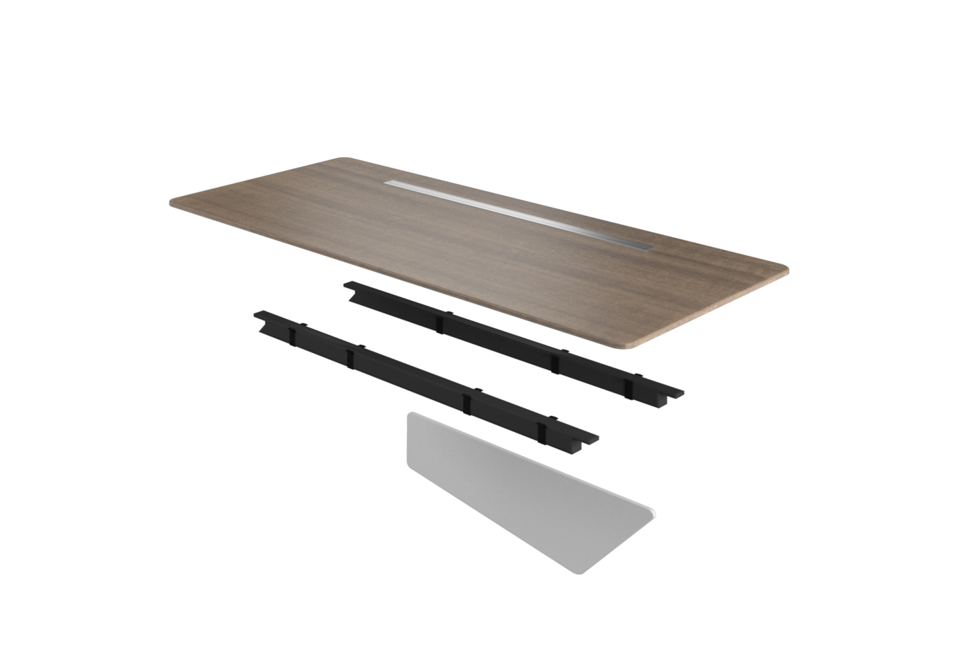 Onesuite Freestanding Desk Top, Frame & Hardware + Reversible Blanco Laminate Modesty Panel