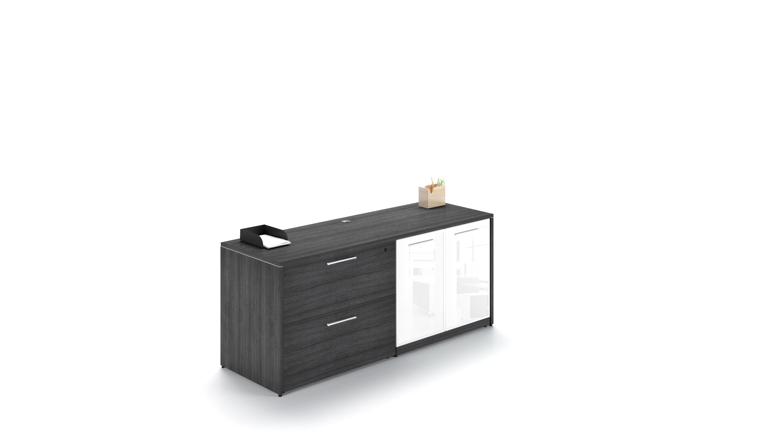 Executive Combo Storage Credenza with Laminate Top Grigio