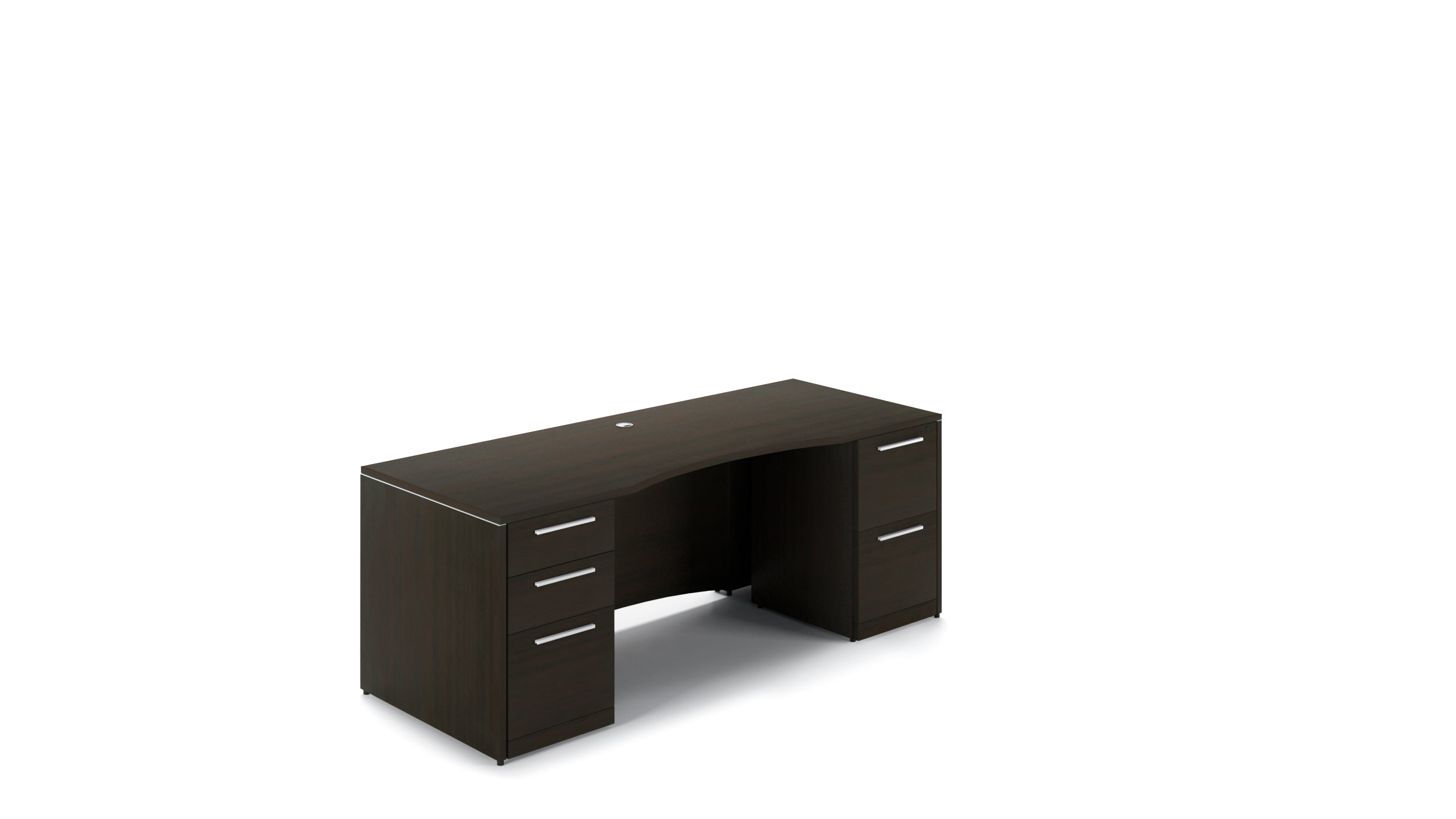 Double Storage Pedestal Rectangular Desk 66”x30" Espresso