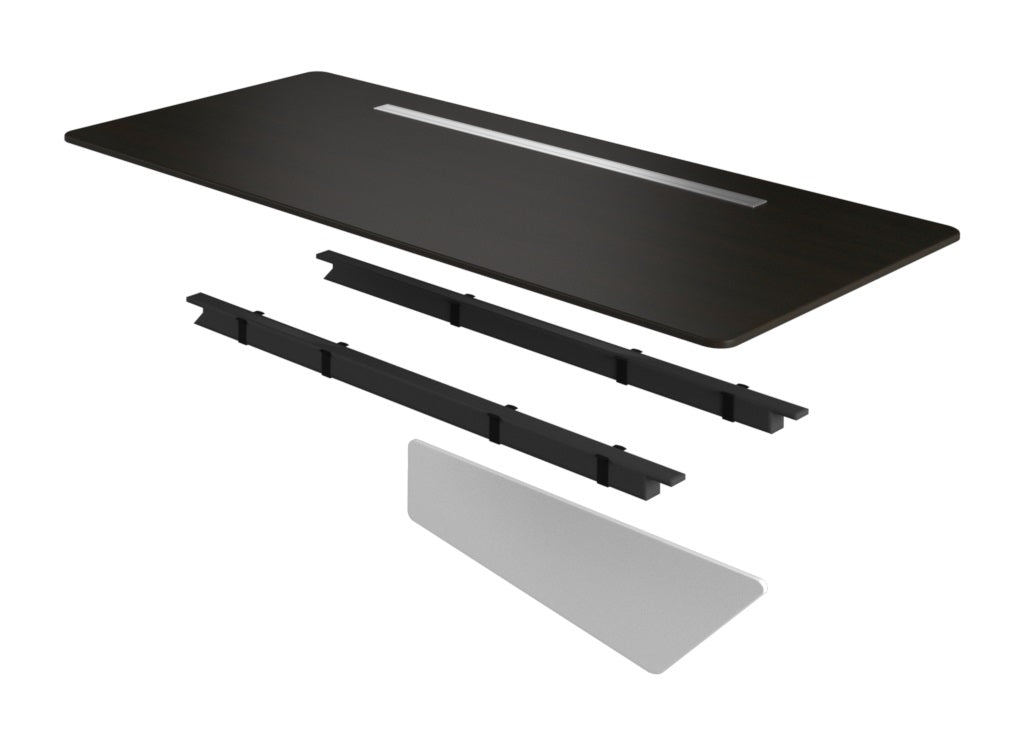 Onesuite Freestanding Desk Top, Frame & Hardware + Reversible Blanco Laminate Modesty Panel