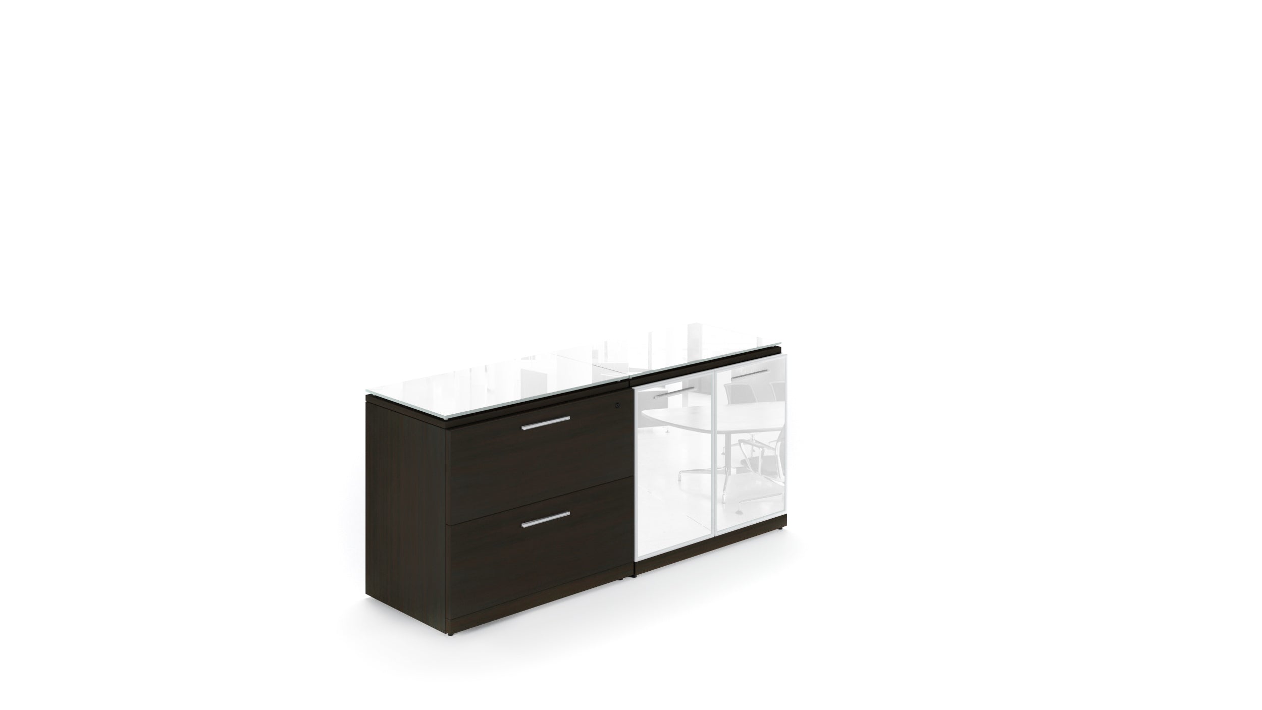 Executive Combo Storage Credenza with Glass Top Espresso