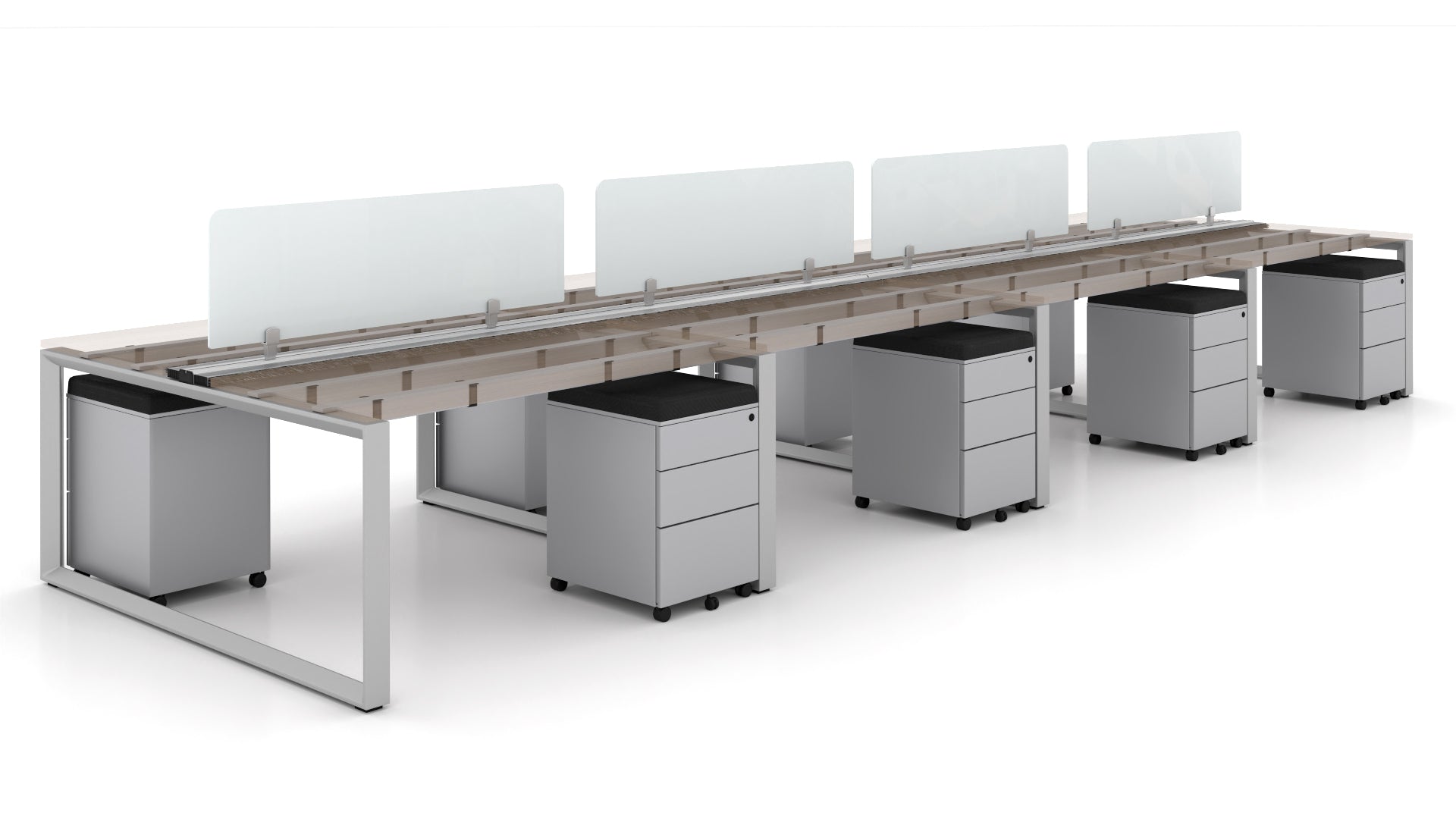 8 Person Bench Workstation Grey Frame 24”x48”