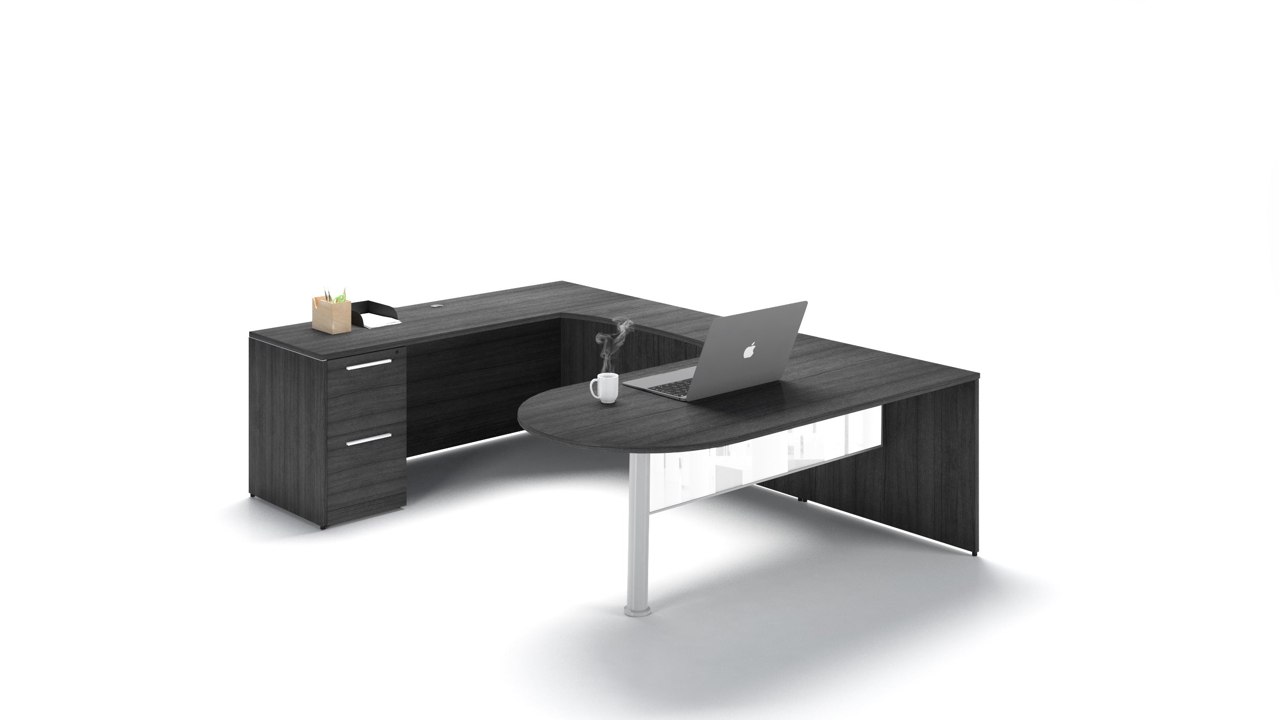 U-Shape Bullet End Desk Grigio