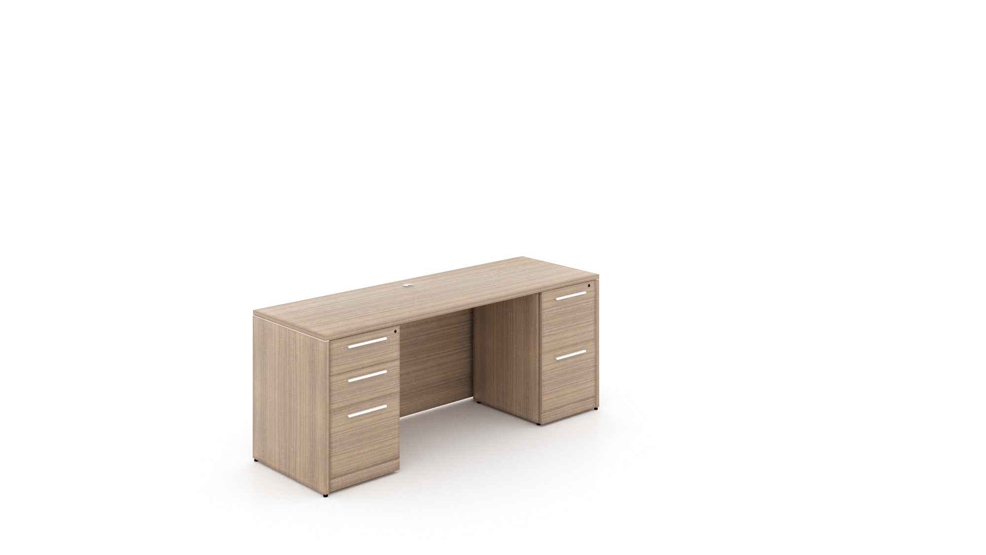 Double Storage Pedestal Credenza 72”X24” Noce