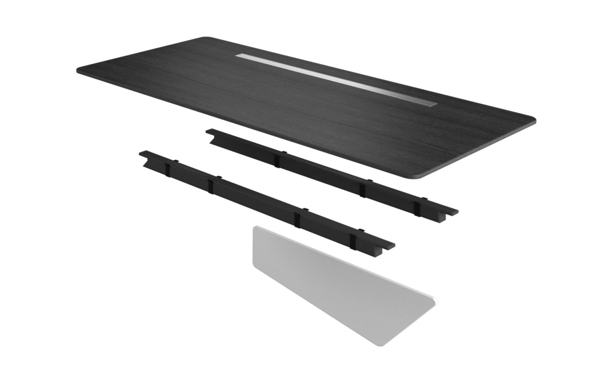Onesuite Freestanding Desk Top, Frame & Hardware + Reversible Blanco Laminate Modesty Panel