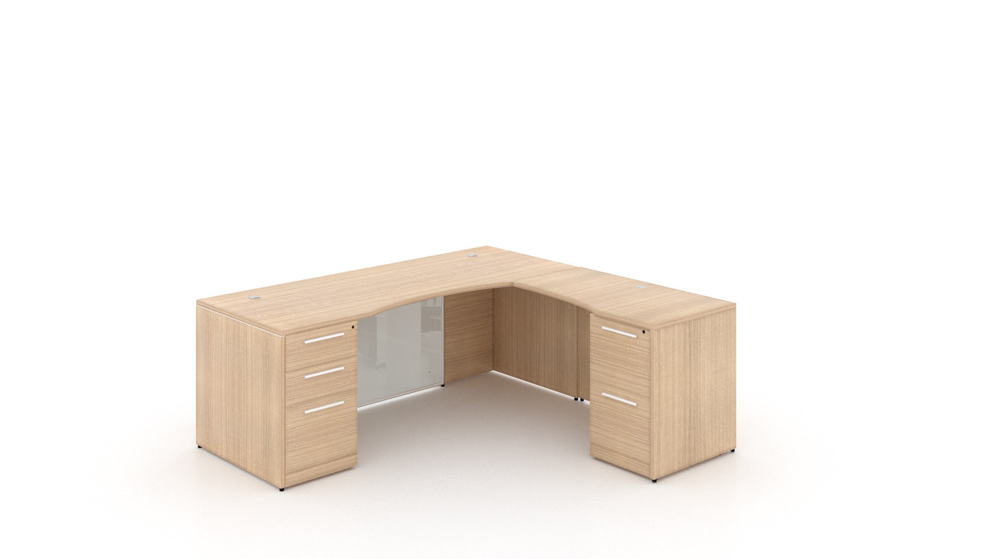 L-Shape Rectangular Desk with Glass Modesty Panel 66” Miele