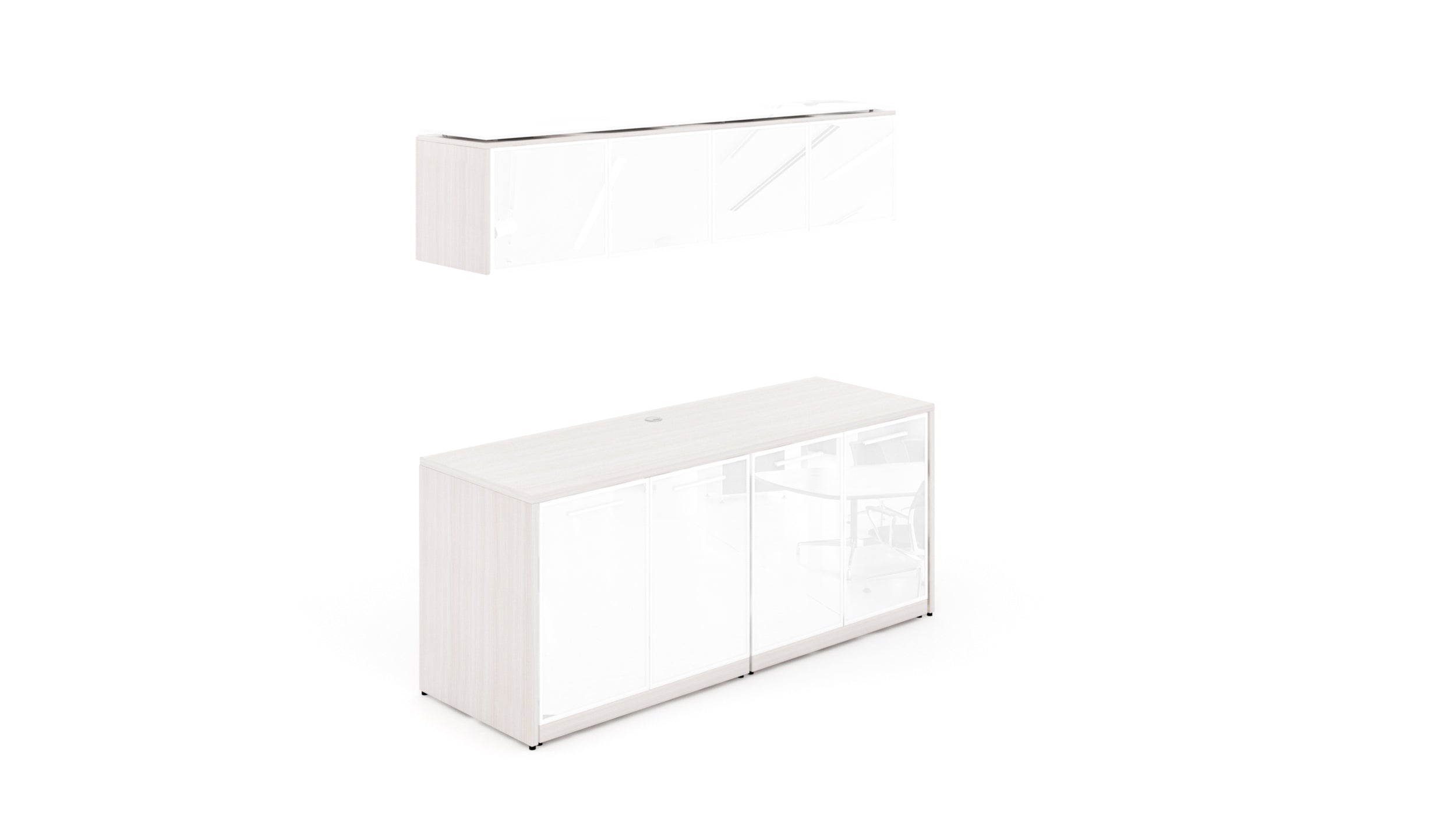 Double Credenza with Glass Doors Blanc de Gris