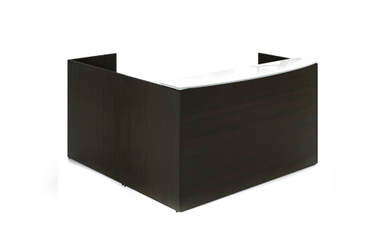 L-Shape Reception with Glass Top Espresso