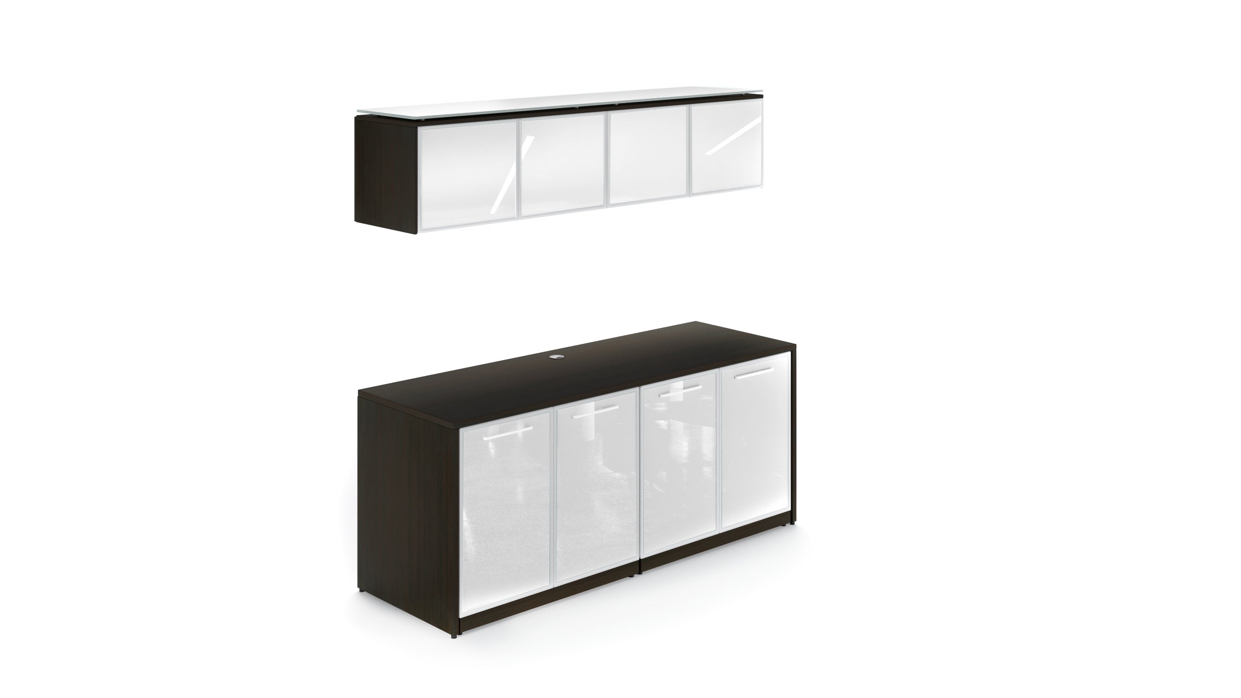 Double Credenza with Glass Doors Espresso