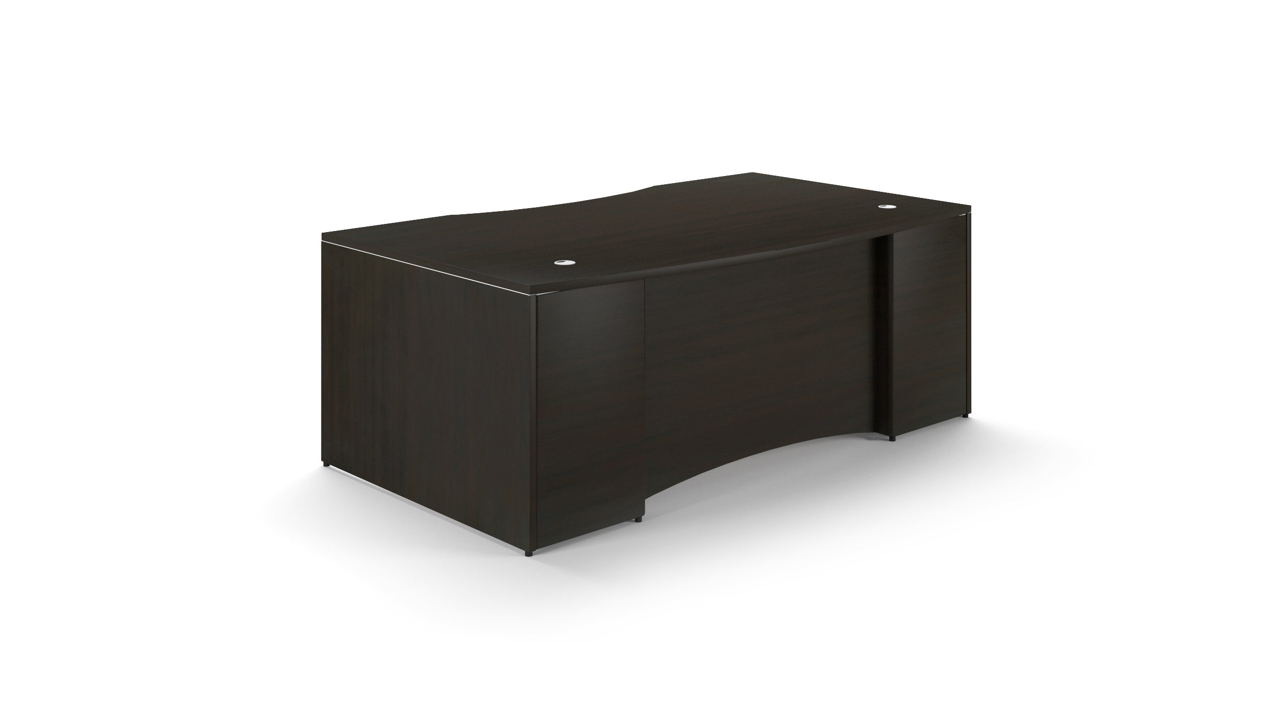 Bow Front Desk Shell with Curved Laminate Modesty Panel Espresso
