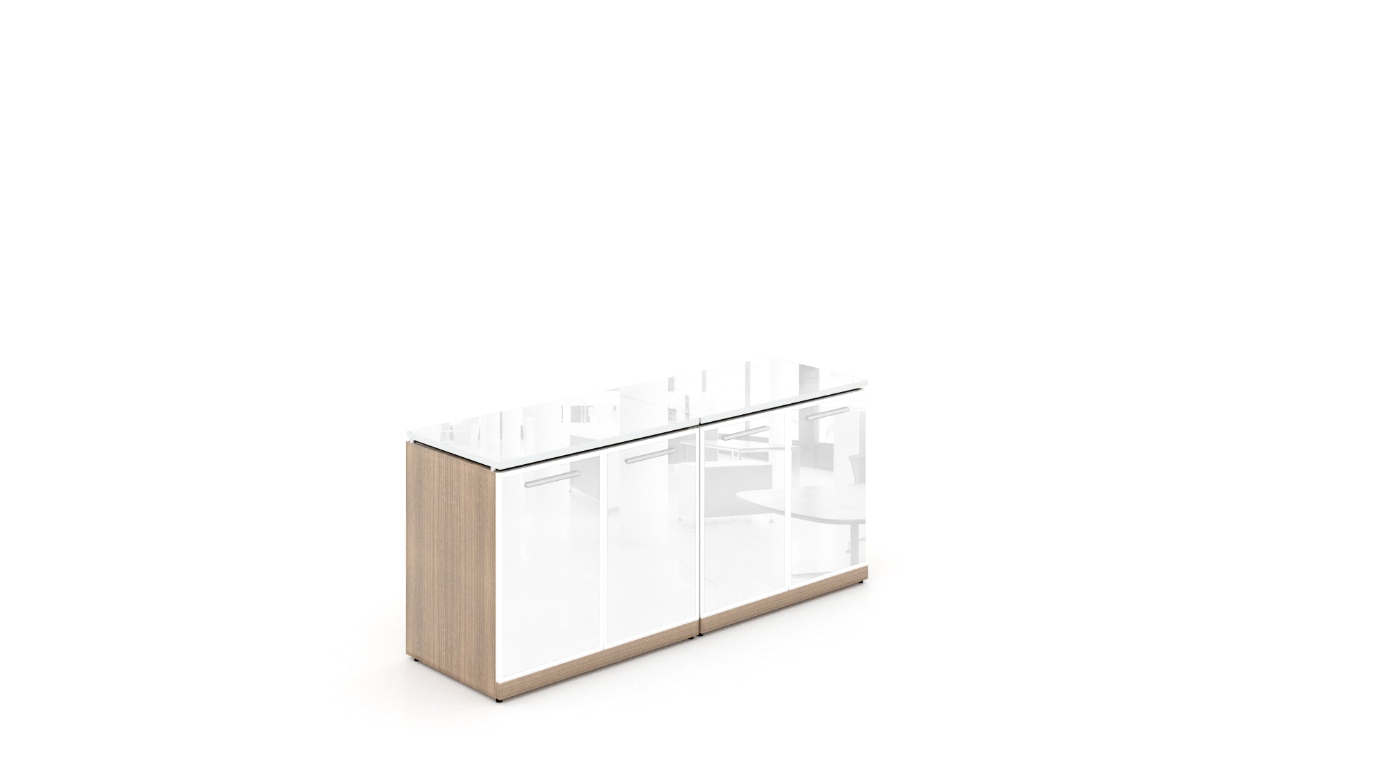Executive 4 Door Storage Credenza with Glass Top Noce