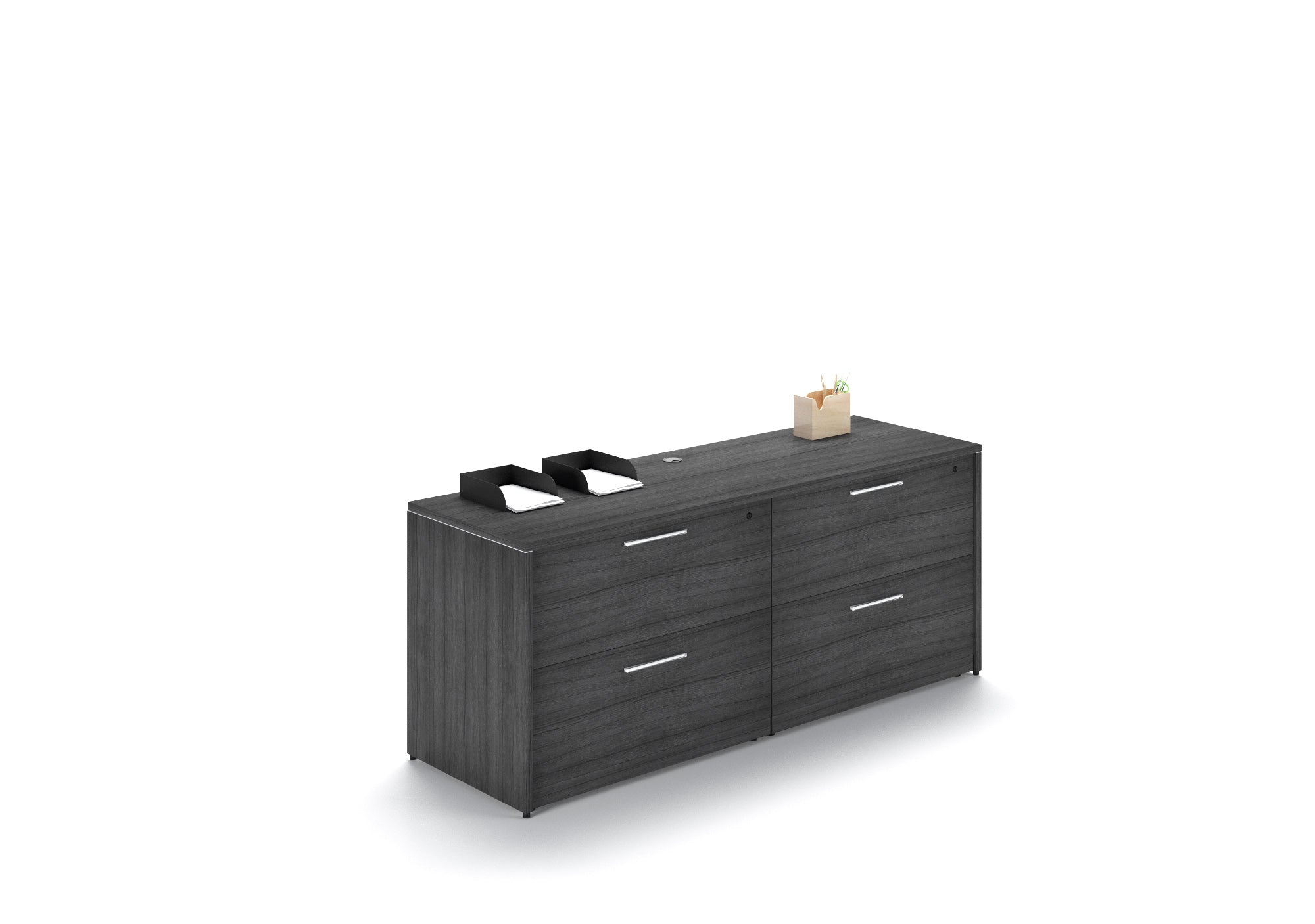 Executive 4 Drawer Lateral Storage Credenza with Laminate Top Grigio