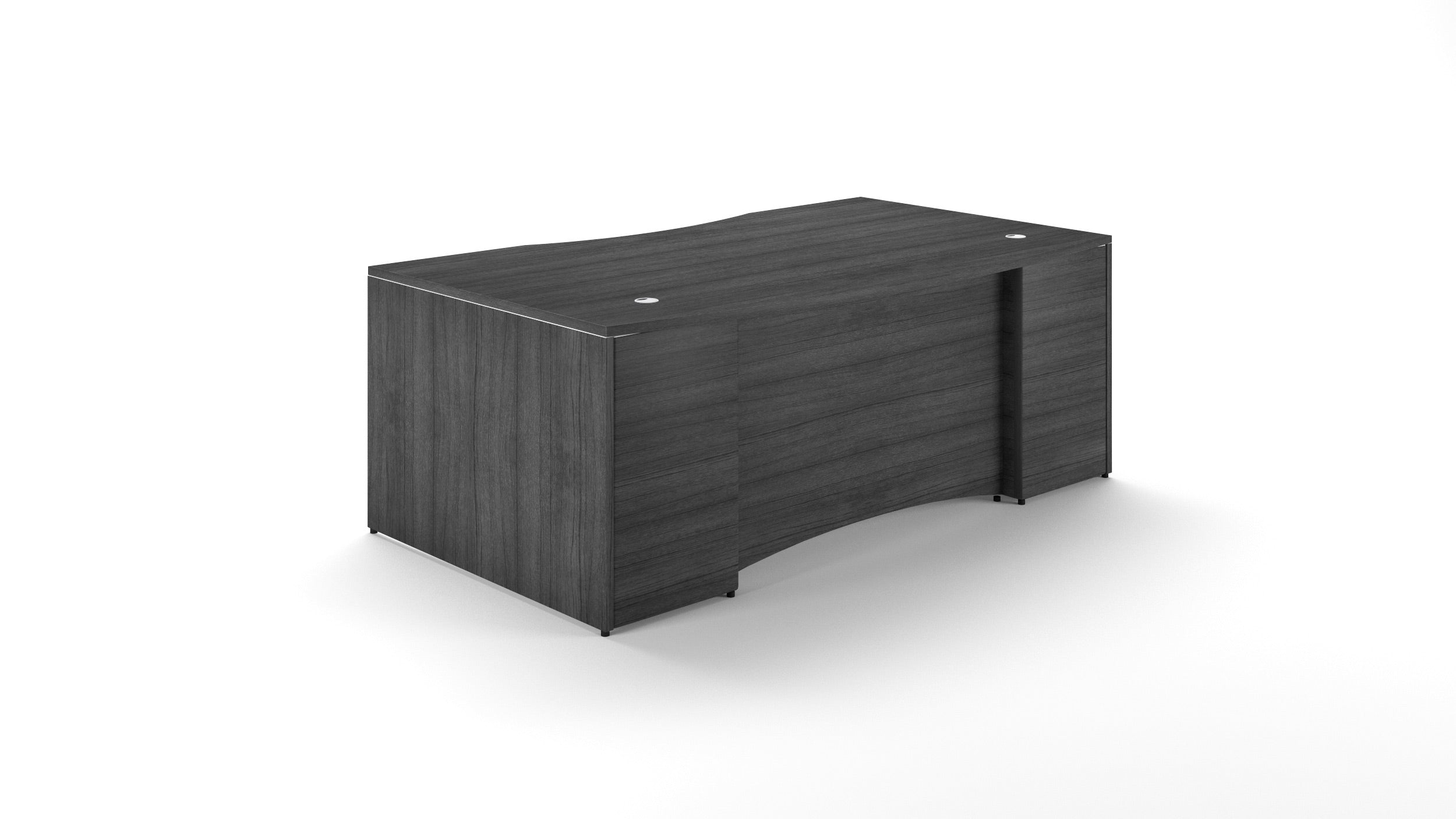 Bow Front Desk Shell with Curved Laminate Modesty Panel Grigio