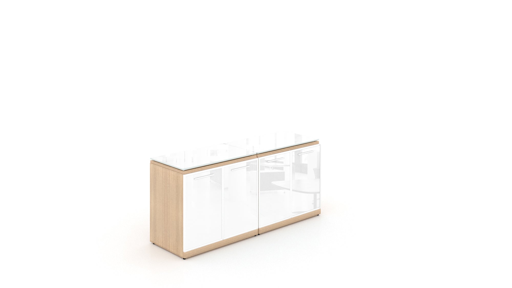 Executive 4 Door Storage Credenza with Glass Top Miele