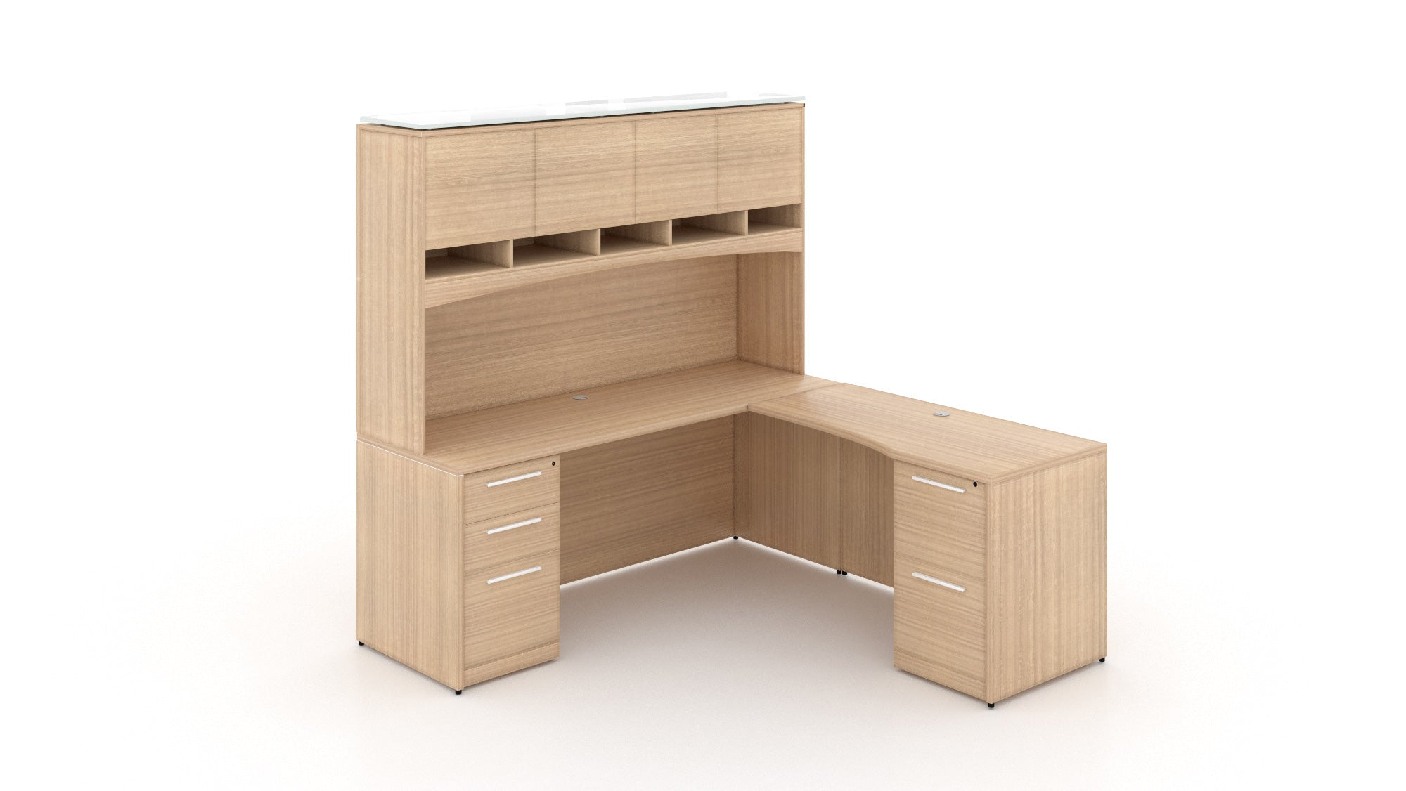 Double Storage Pedestal Credenza with Return and Hutch Miele