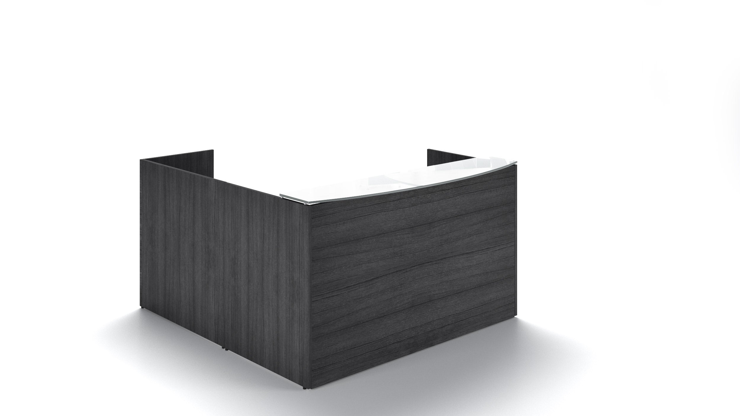 L-Shape Reception with Glass Top Grigio