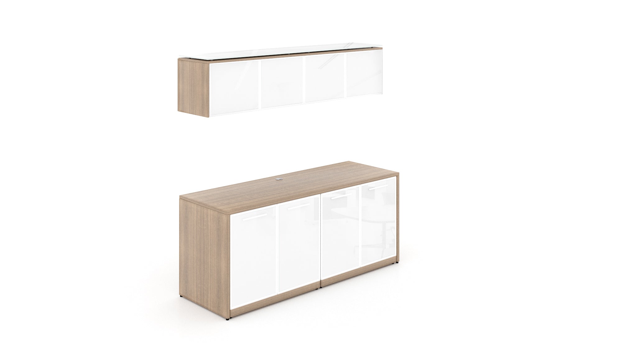 Double Credenza with Glass Doors Noce