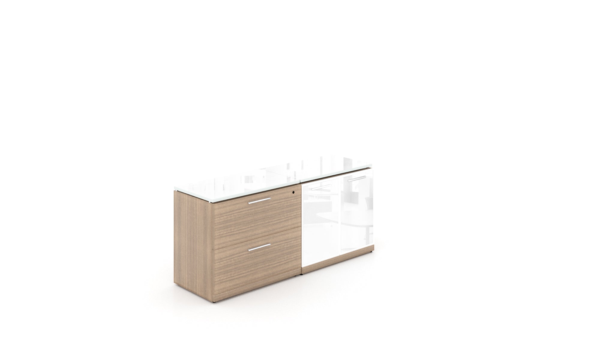 Executive Combo Storage Credenza with Glass Top Noce