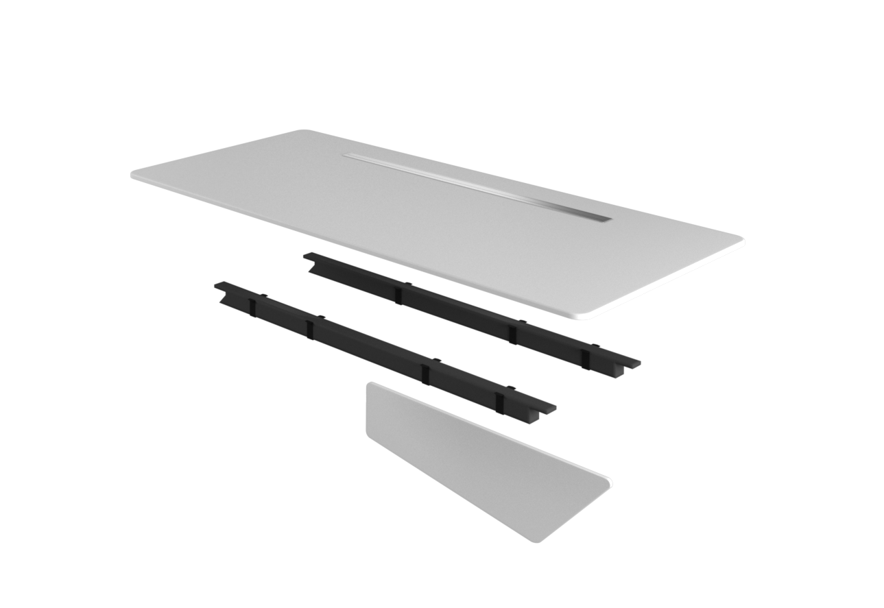 Onesuite Freestanding Desk Top, Frame & Hardware + Reversible Blanco Laminate Modesty Panel