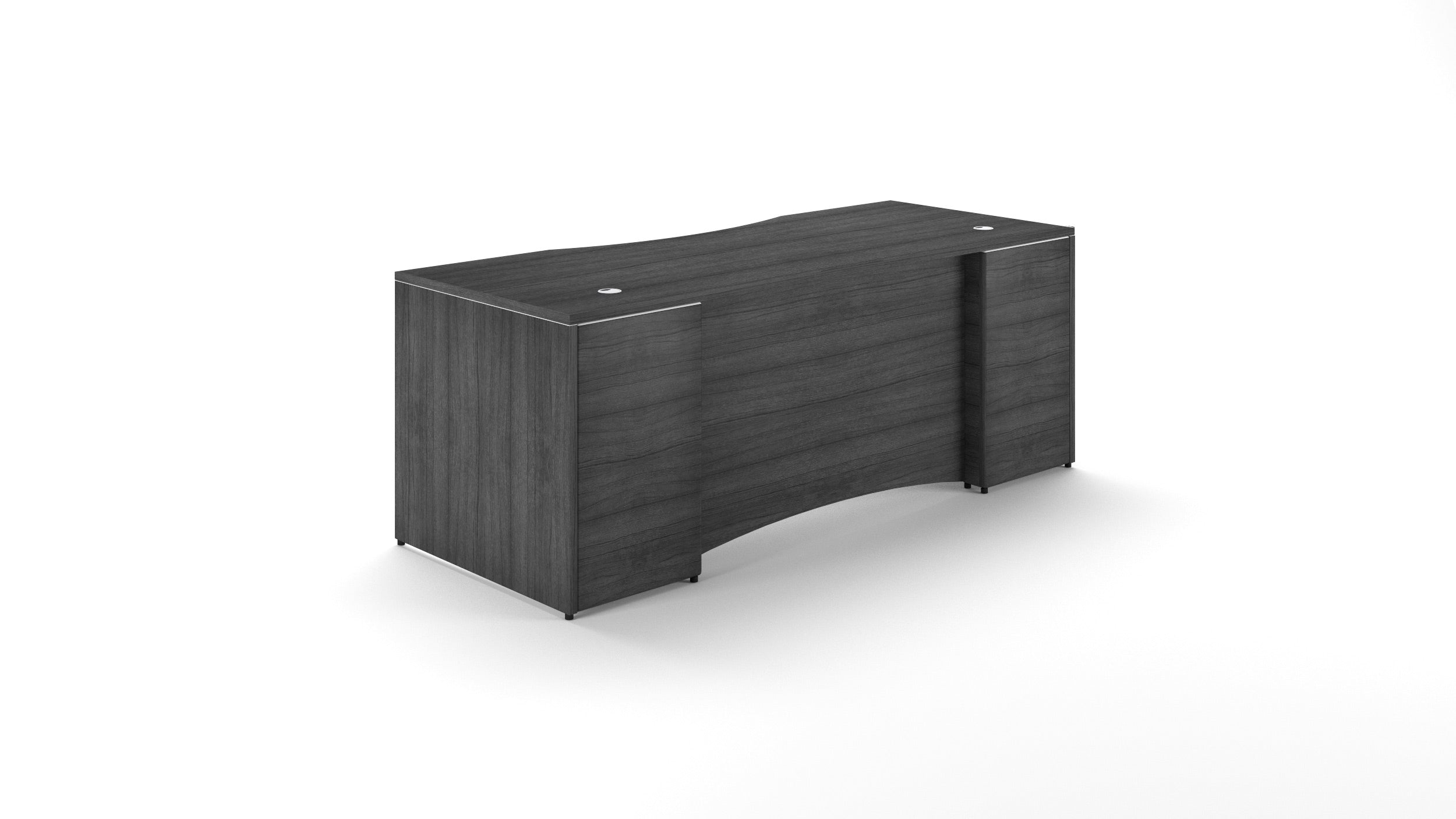 Rectangular Desk Shell with Curved Laminate Modesty Panel Grigio