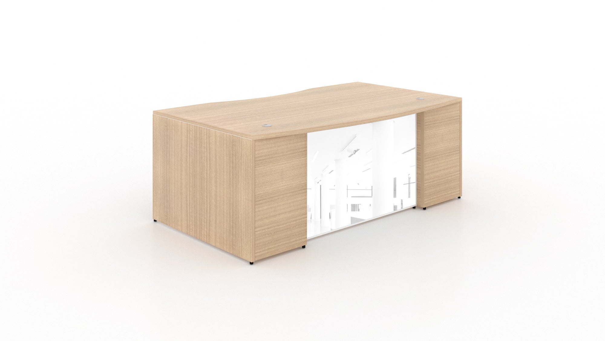 Bow Front Desk Shell with Glass Modesty Panel Miele