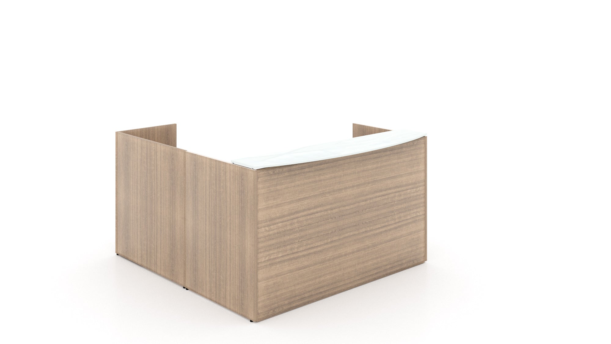 L-Shape Reception with Glass Top Noce