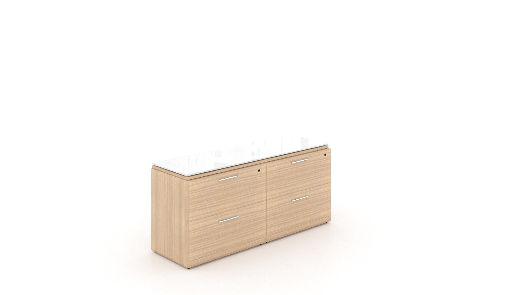 Executive 4 Drawer Storage Credenza with Glass Top Miele