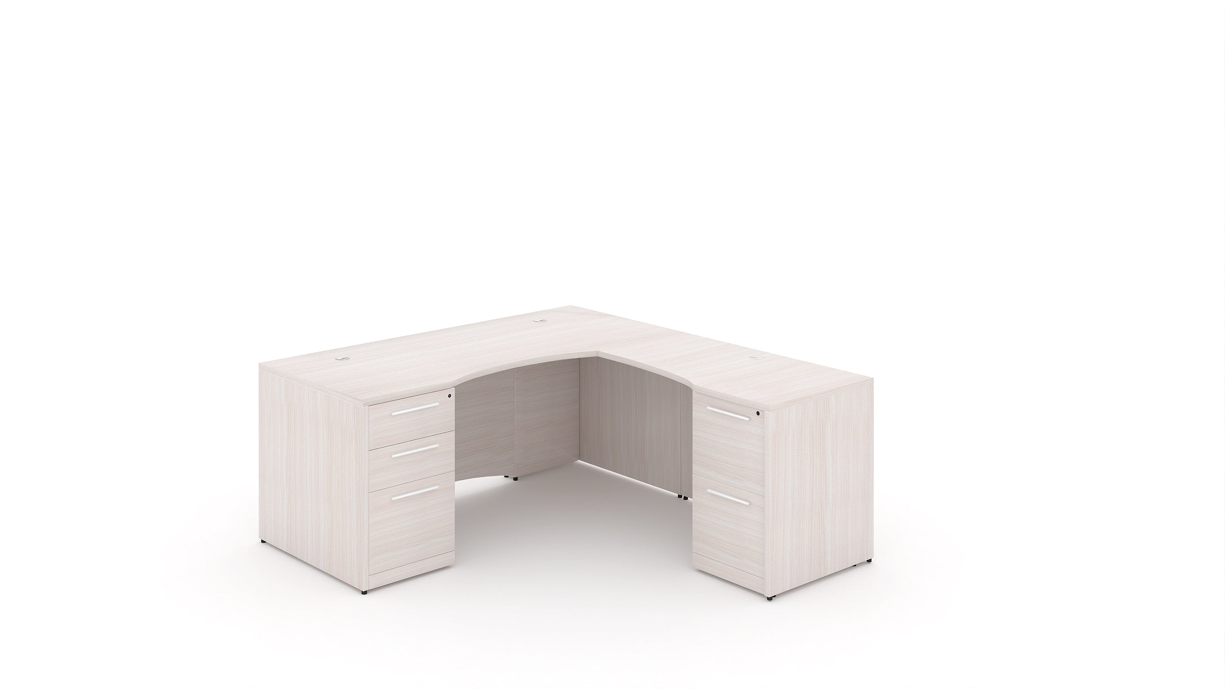 L-Shape Rectangular Desk with Laminate Modesty Panel 66” Blanc de Gris