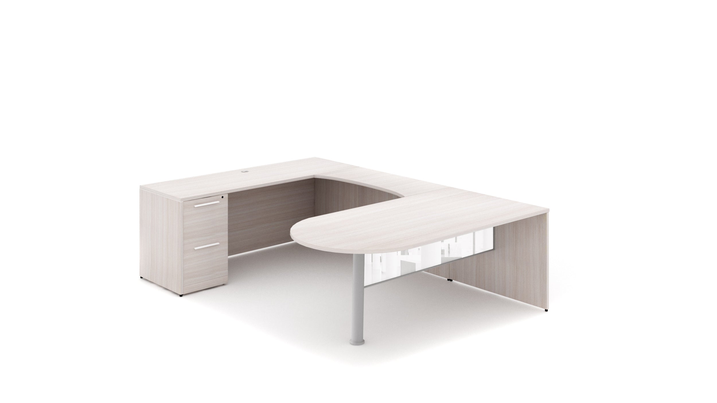 U-Shape Bullet End Desk Blanc de Gris