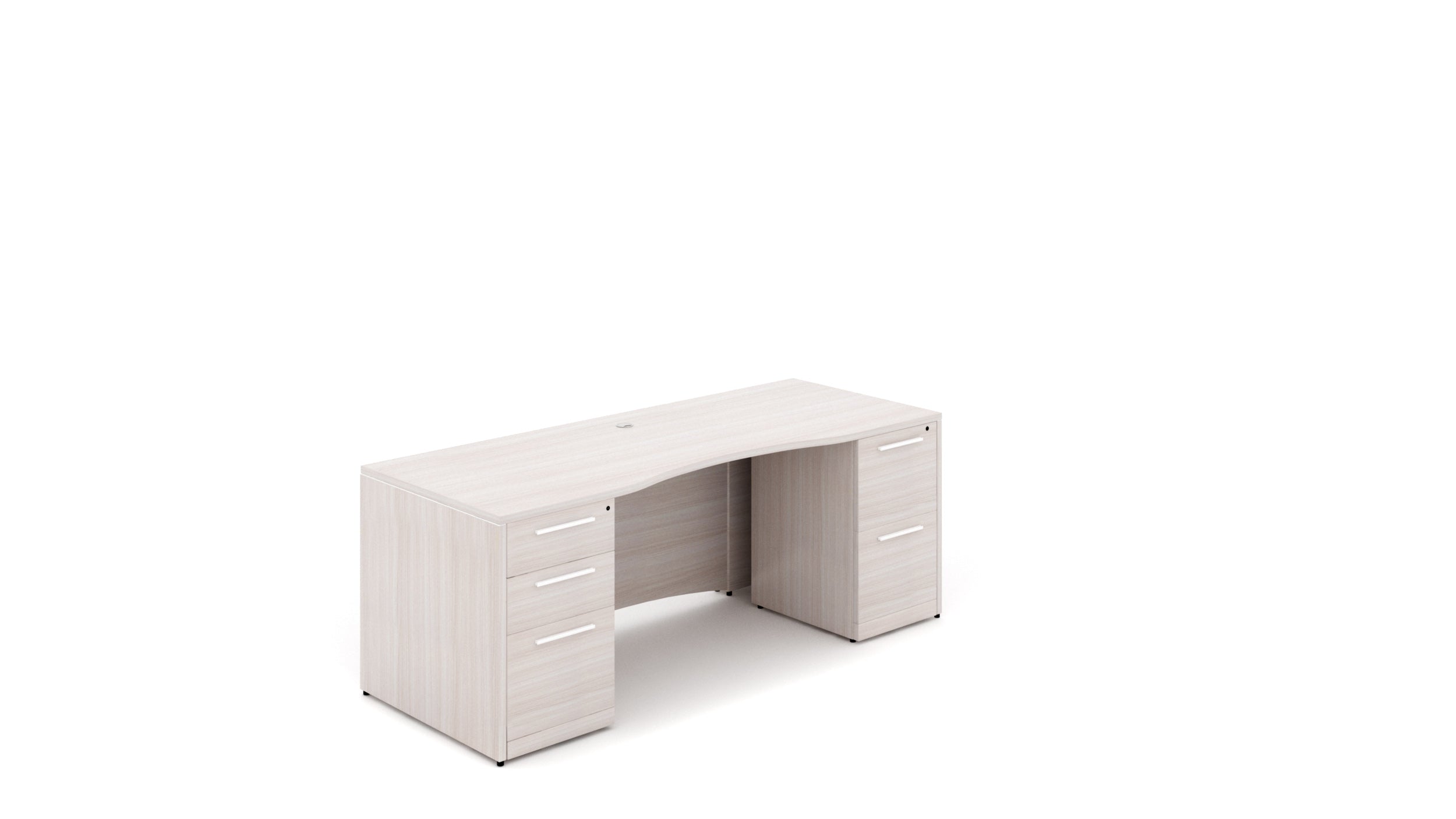 Double Storage Pedestal Rectangular Desk 66”x30" Blanc de Gris