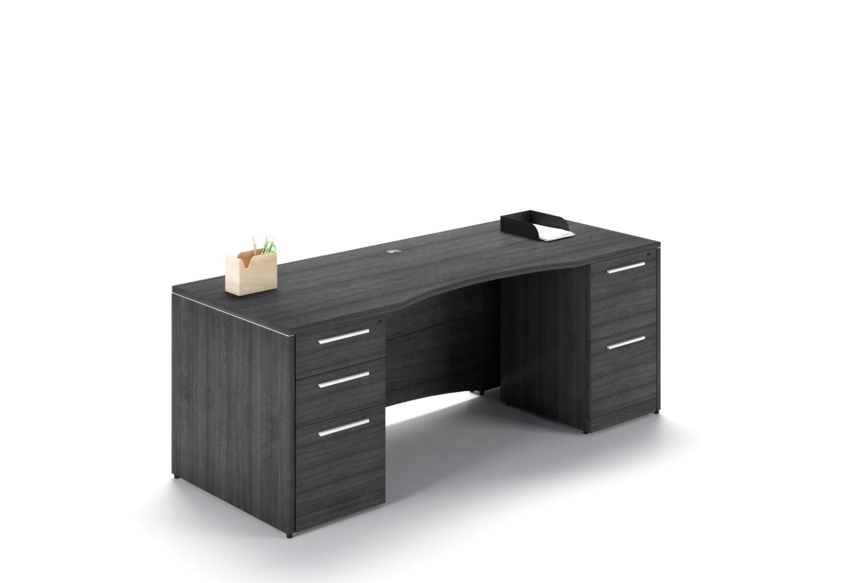 Double Storage Pedestal Rectangular Desk 66”x30" Grigio