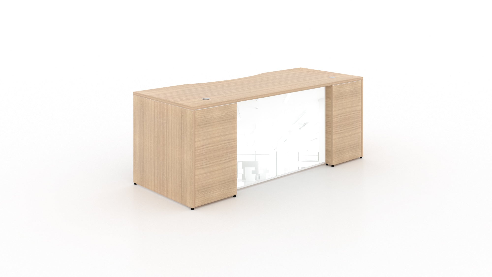 Rectangular Desk Shell with Glass Modesty Panel Miele