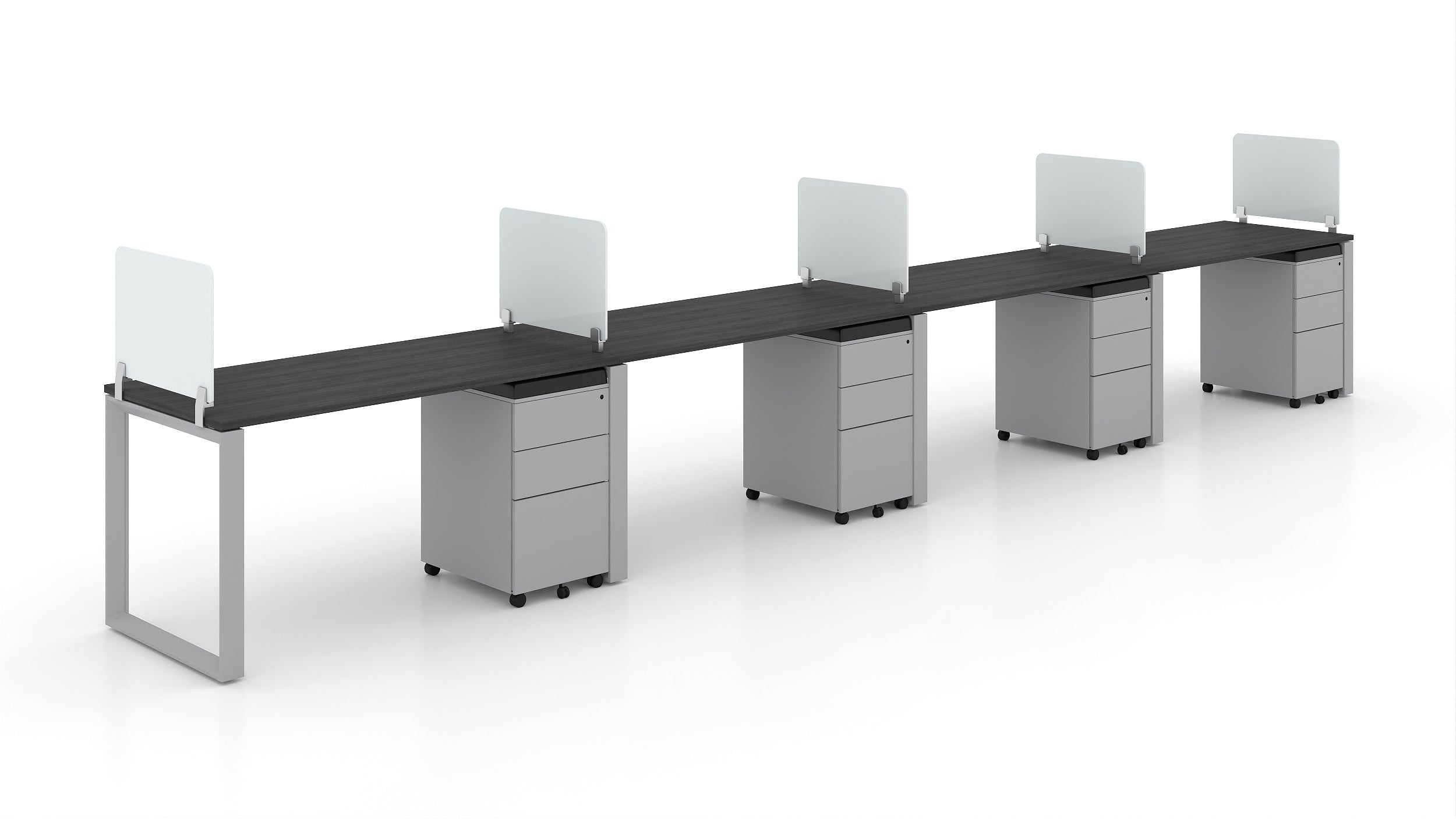 4 Person Bench Workstation Grey Frame, Grigio