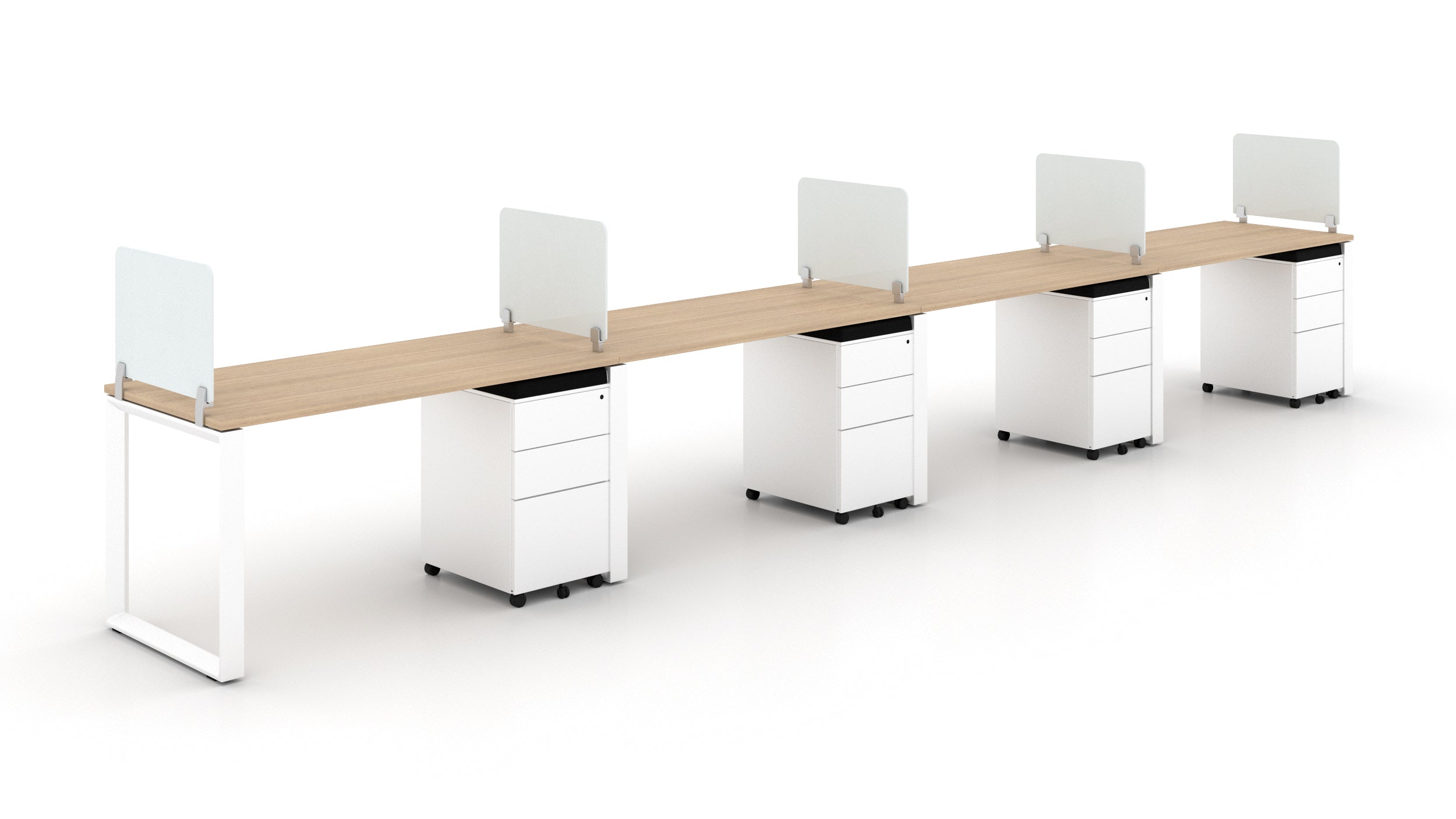 4 Person Bench Workstation White Frame, Miele