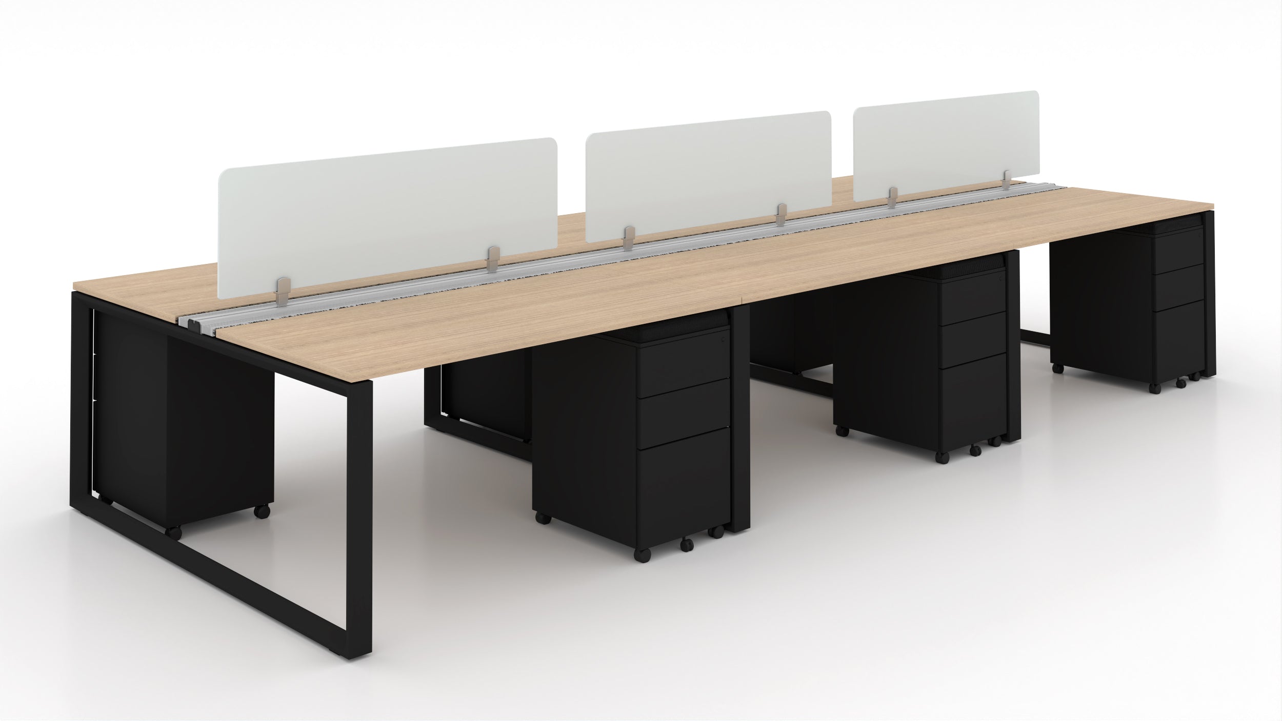 6 Person Bench Workstation Black Frame, Miele