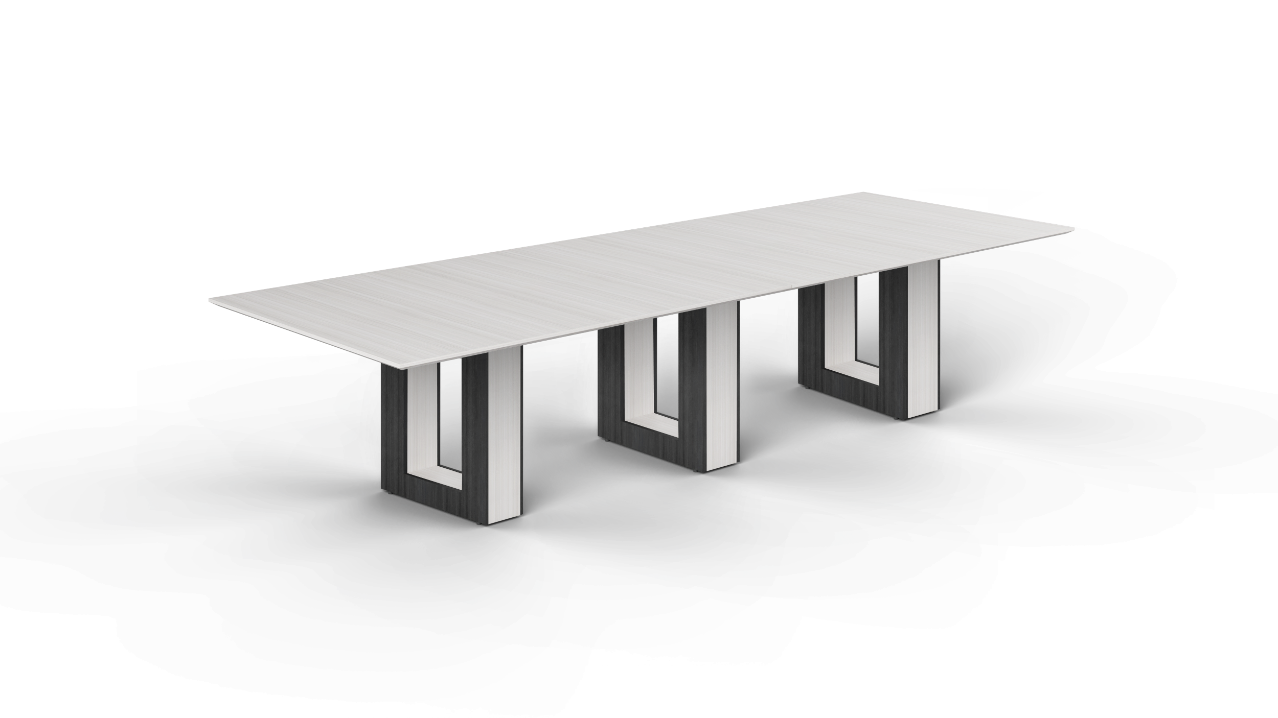 12' Coltello Conference Table with Aureola legs, Blanc de Gris top & Grigio Outer