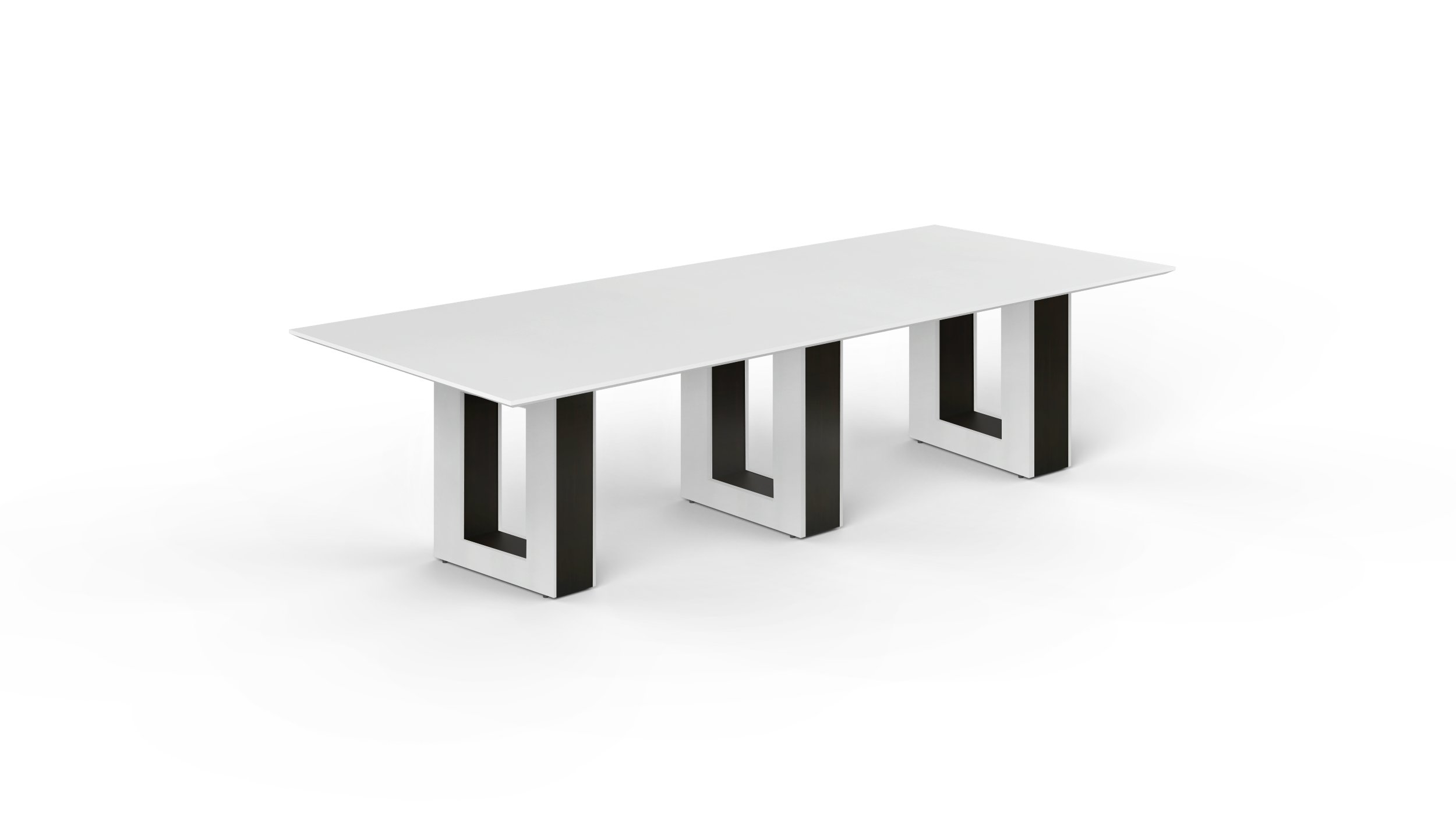 10' Coltello Conference Table with Aureola Base — Blanco Top & Espresso Inner