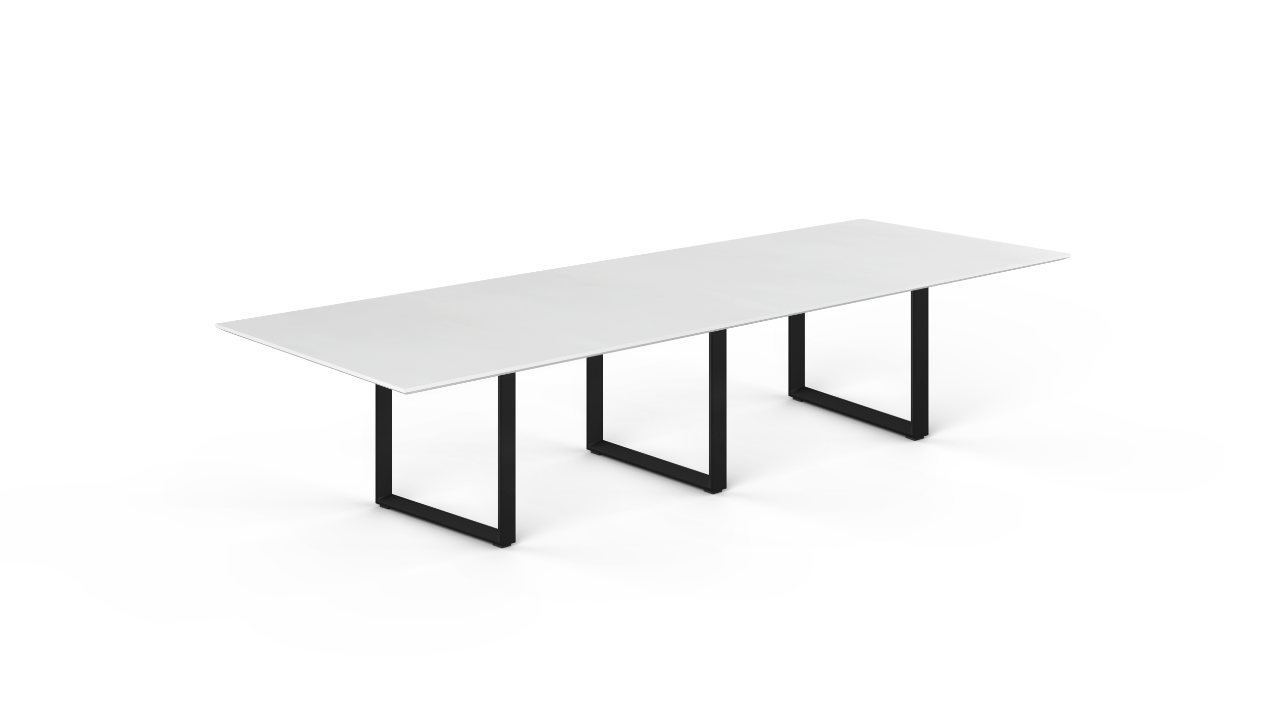 12' Coltello Conference Table with Black Veloce legs, Blanco