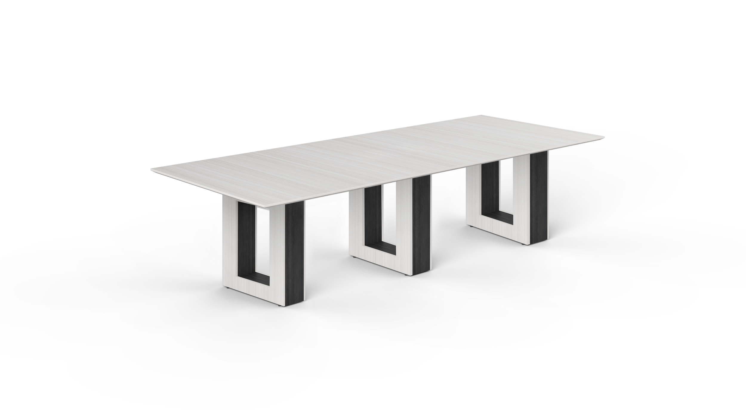 10' Coltello Conference Table with Aureola Base — Blanc de Gris Top & Grigio Inner