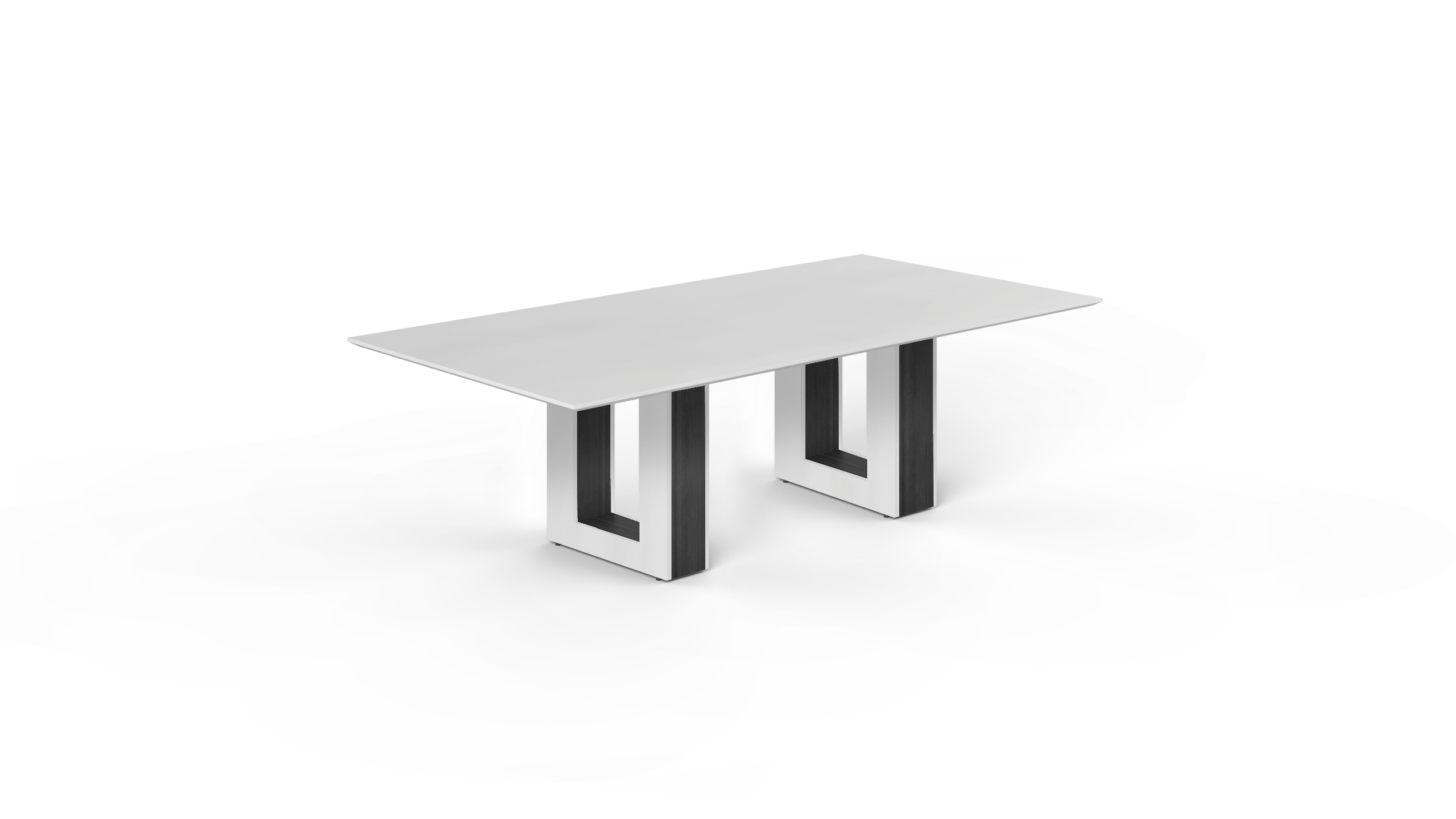 8' Coltello Conference Table with Aureola Base — Blanco Top & Grigio Inner