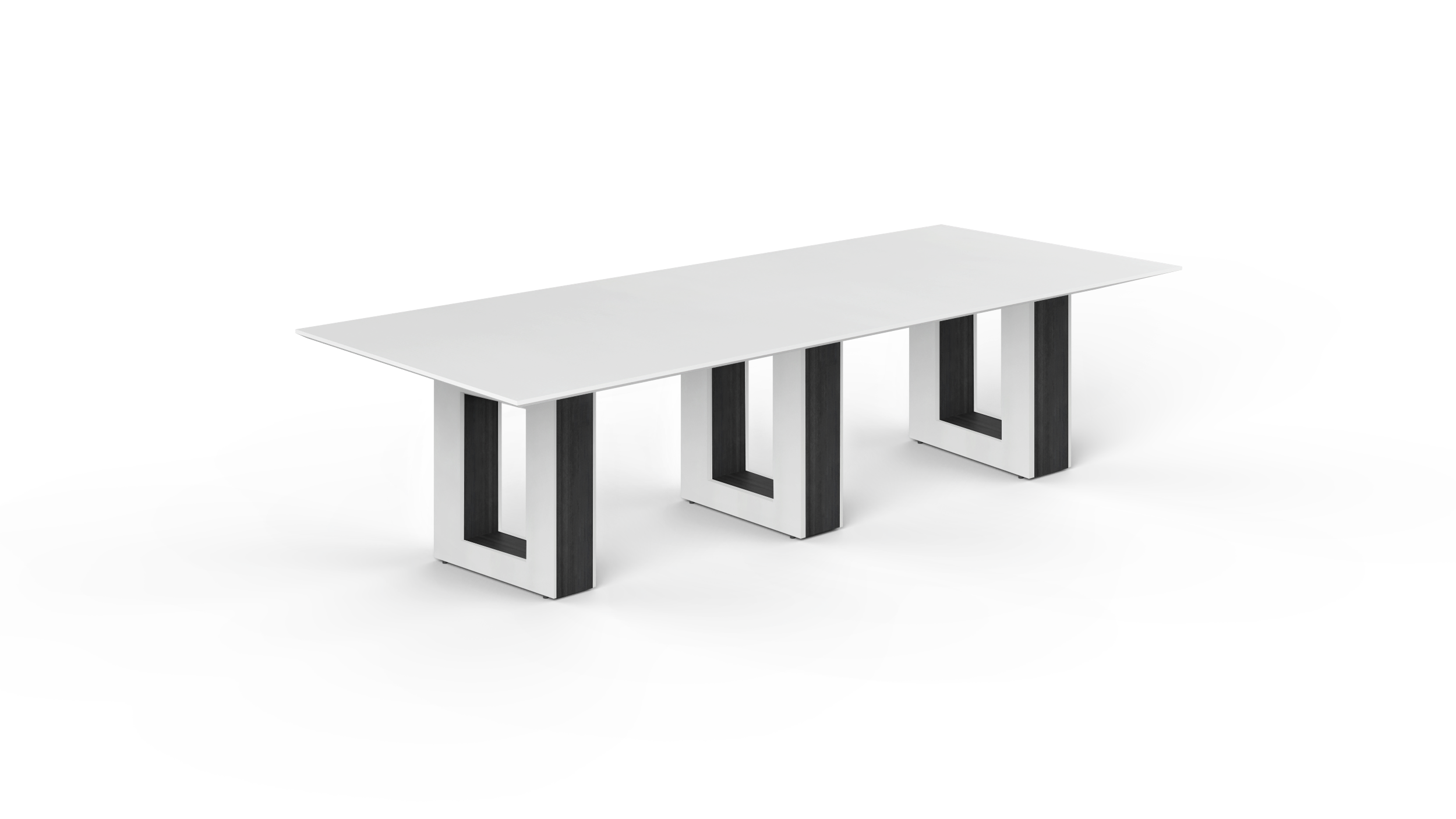 10' Coltello Conference Table with Aureola Base — Blanco Top & Grigio Inner
