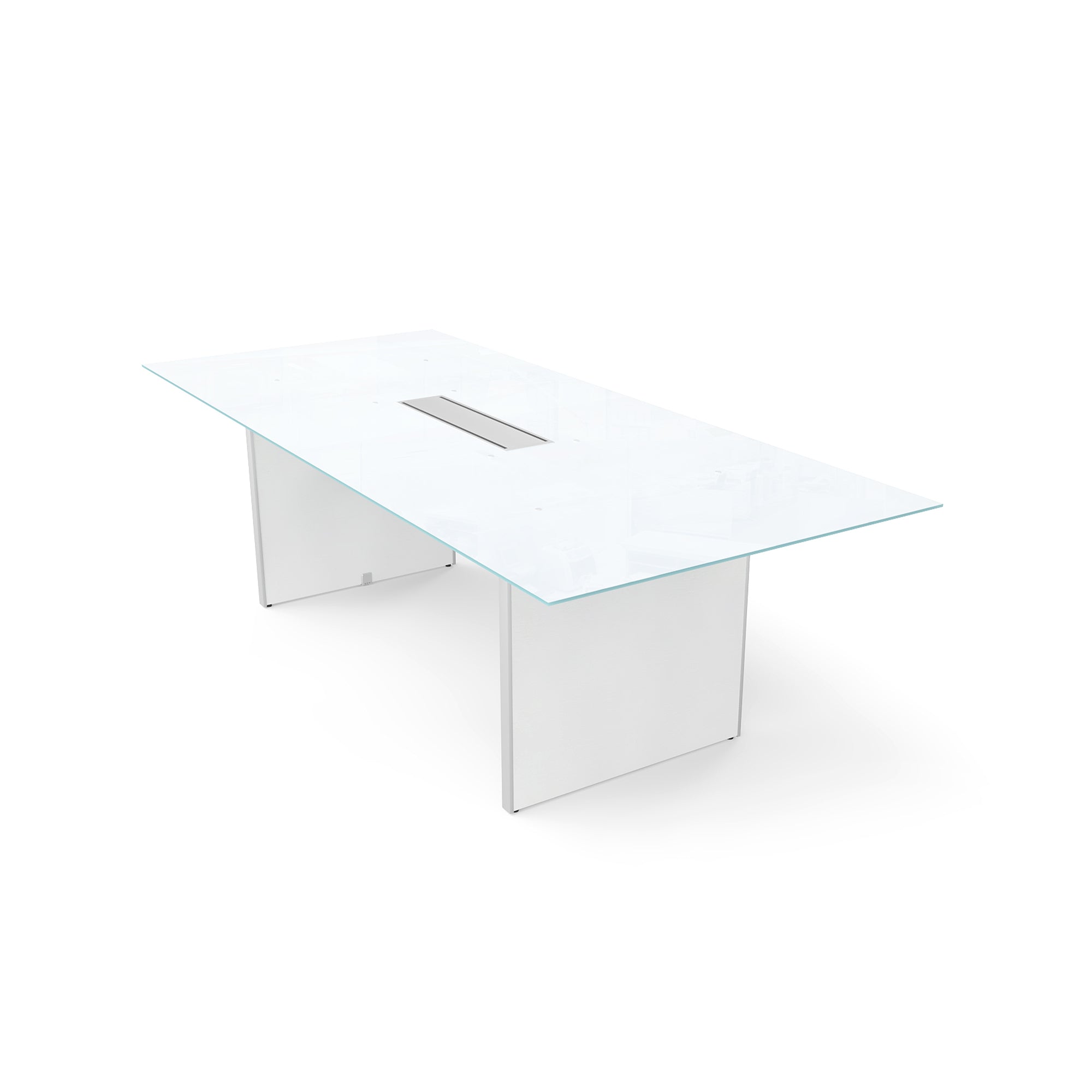 Deluxe 8' Glass Top Conference Table Blanco