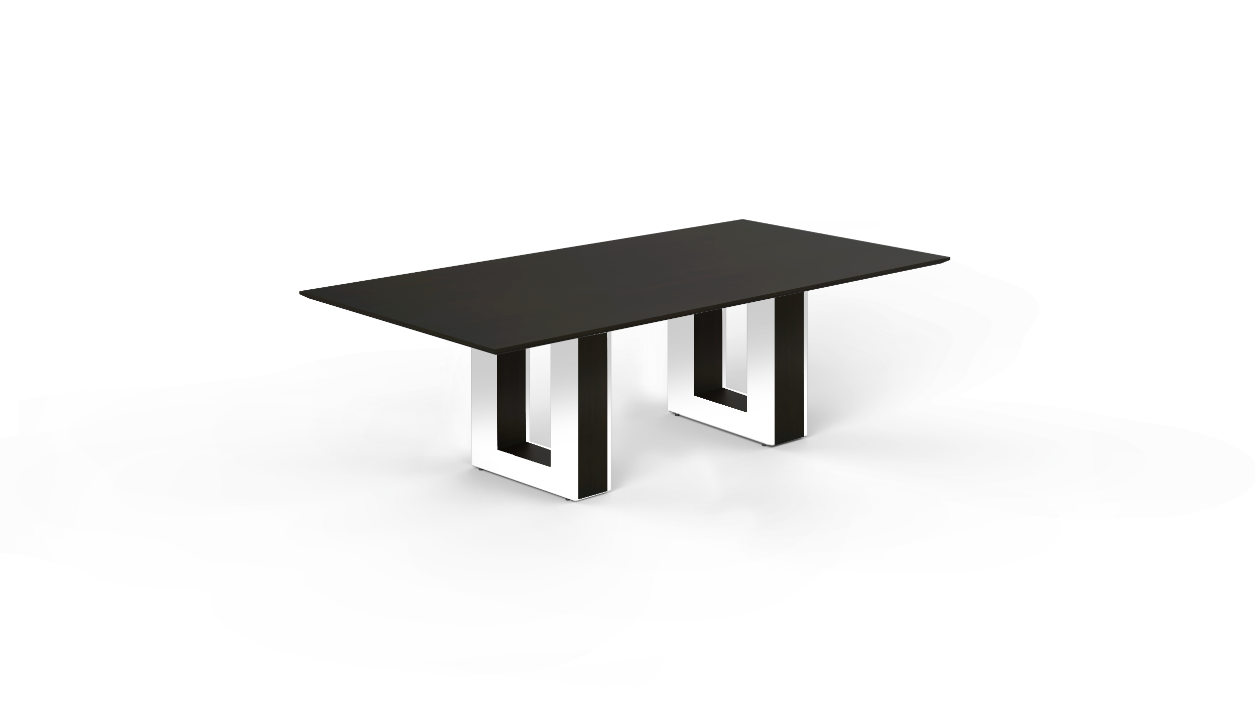 8' Coltello Conference Table with Aureola Base — Espresso Top & Blanco Outer