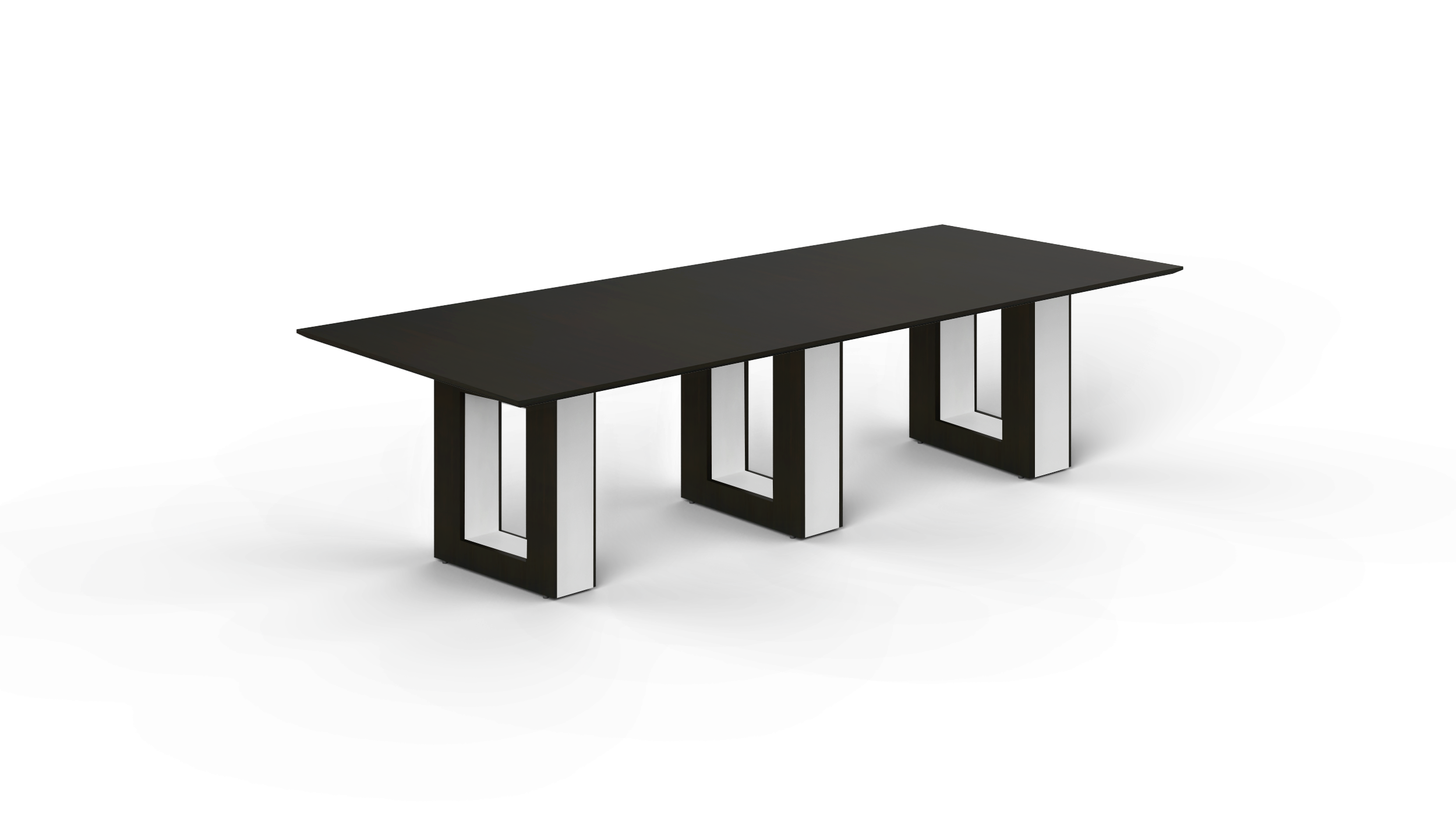 10' Coltello Conference Table with Aureola Base — Espresso Top & Blanco Inner