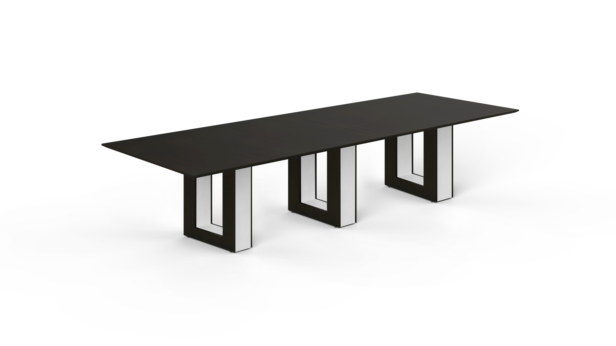 12' Coltello Conference Table with Aureola Base — Espresso Top / Blanco Inner