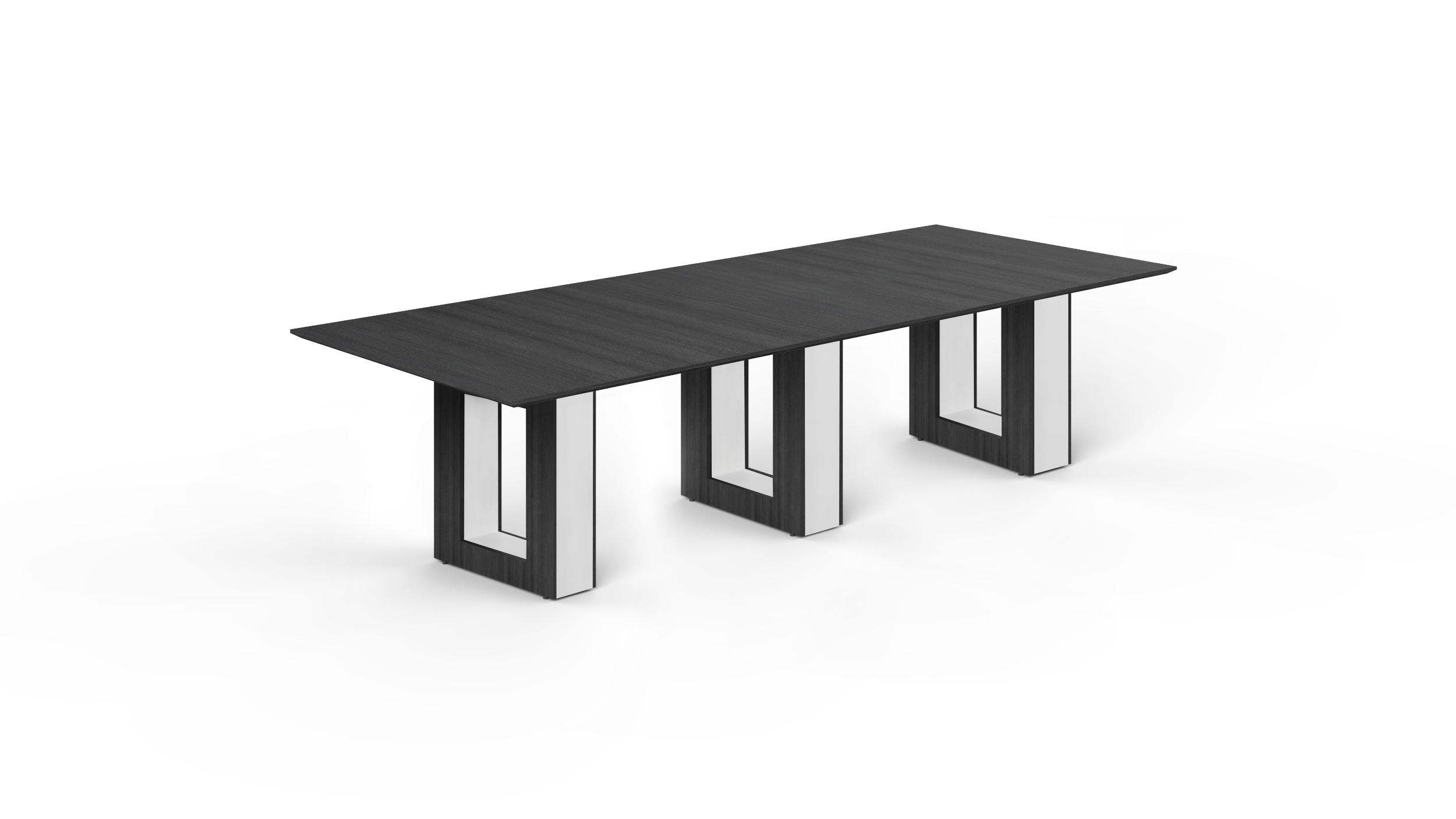 10' Coltello Conference Table with Aureola Base — Grigio Top & Blanco Inner