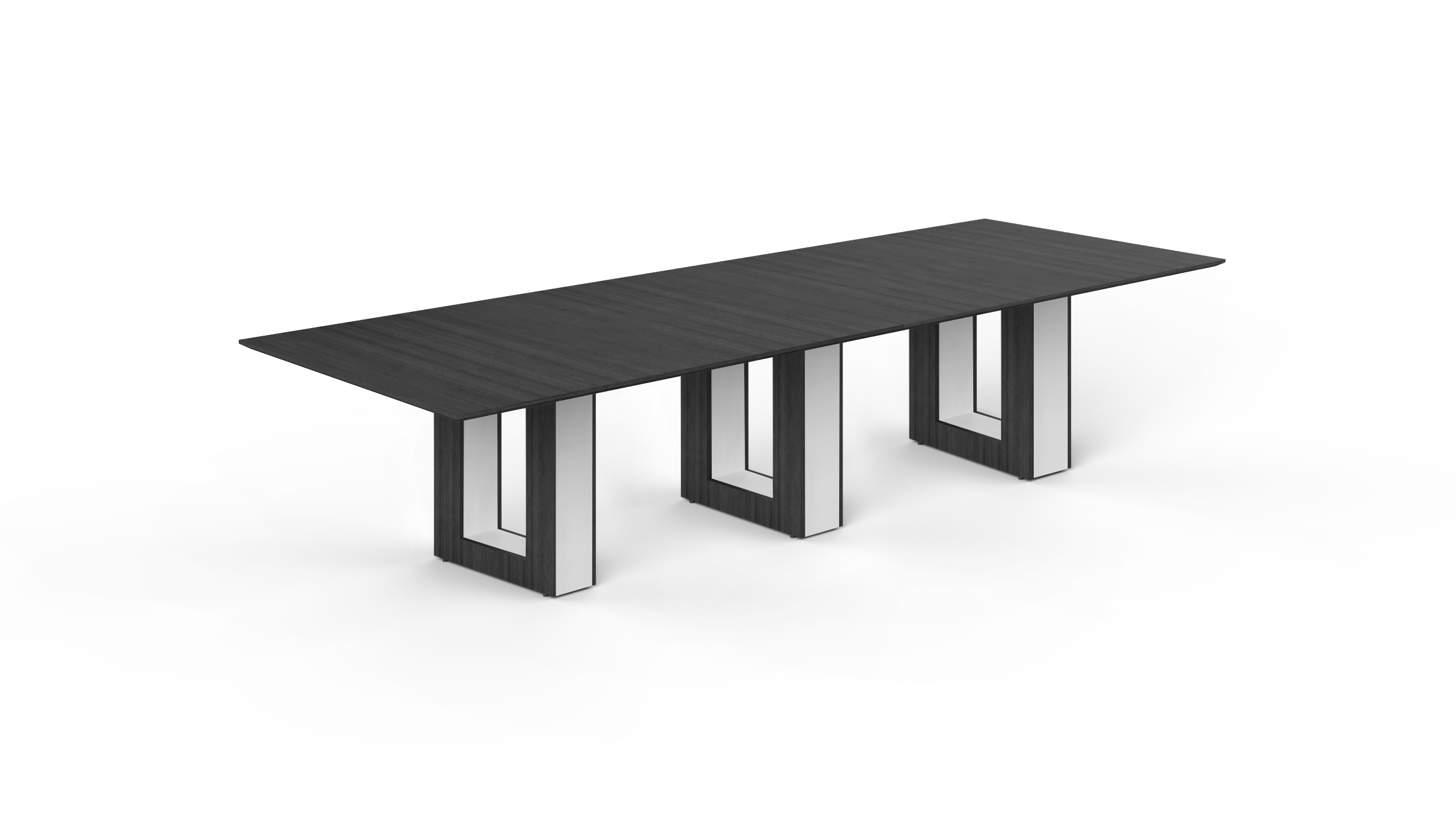 12' Coltello Conference Table with Aureola Base — Grigio Top / Blanco Inner