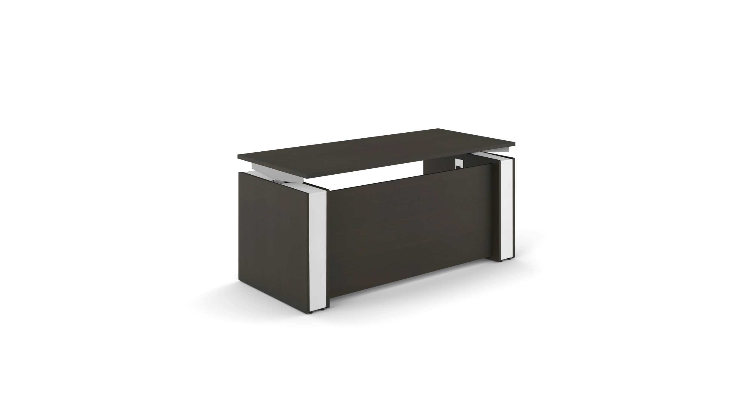 Elevare Height-Adjustable Desk with Copertina Leg Covers - Espresso with White Inner Core